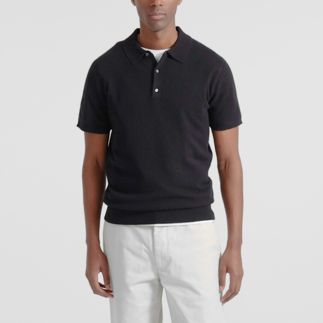 Cashmere short-sleeve sweater-polo