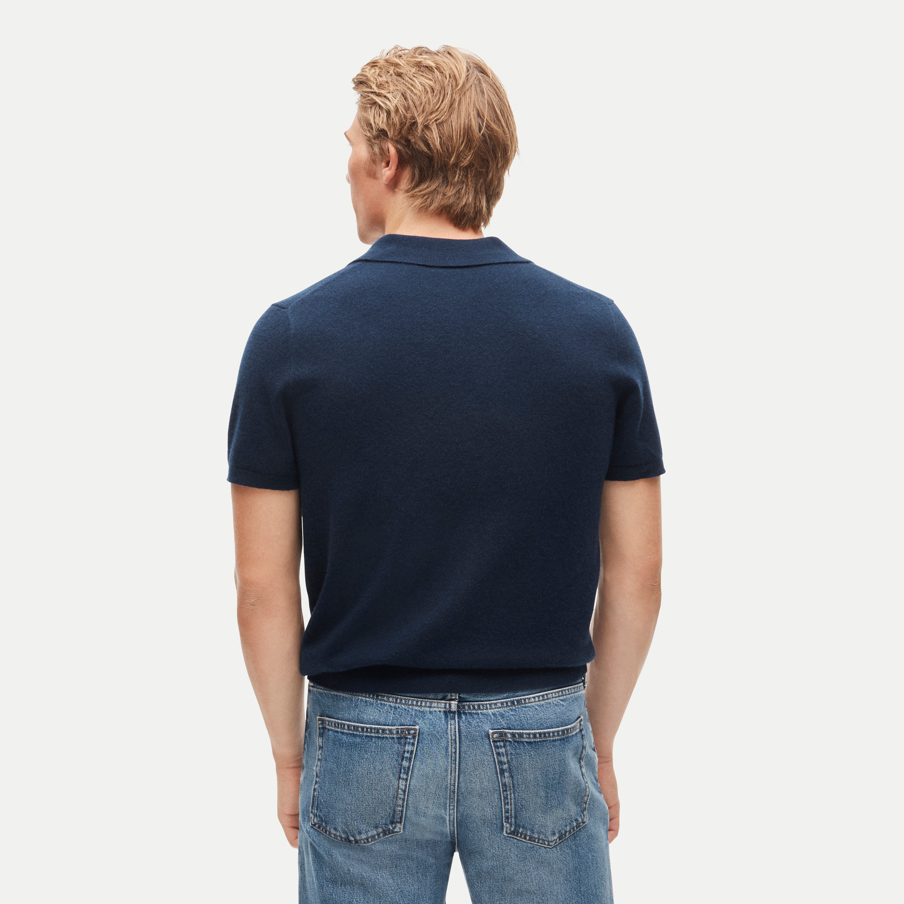 Cashmere short-sleeve sweater-polo