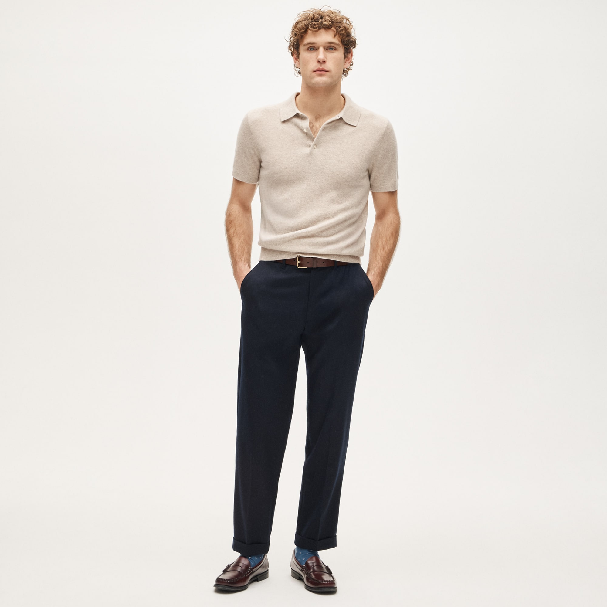 Cashmere short-sleeve sweater-polo