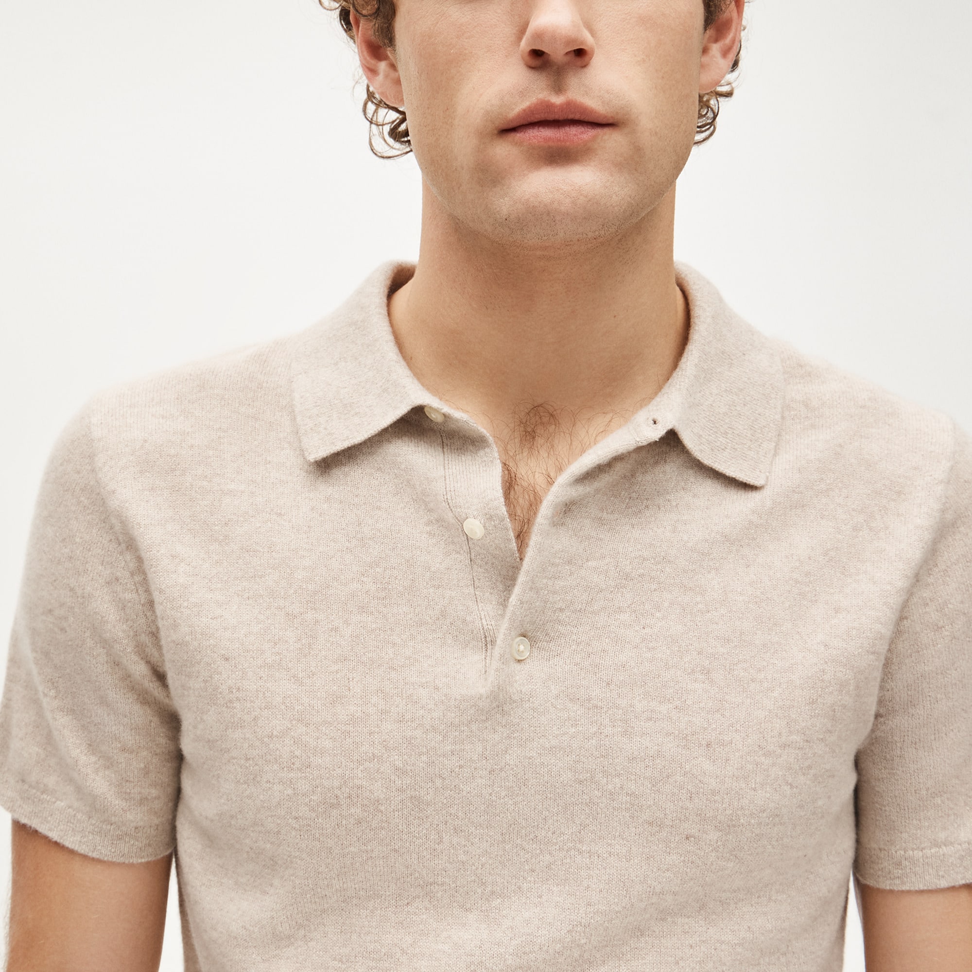 Cashmere short-sleeve sweater-polo