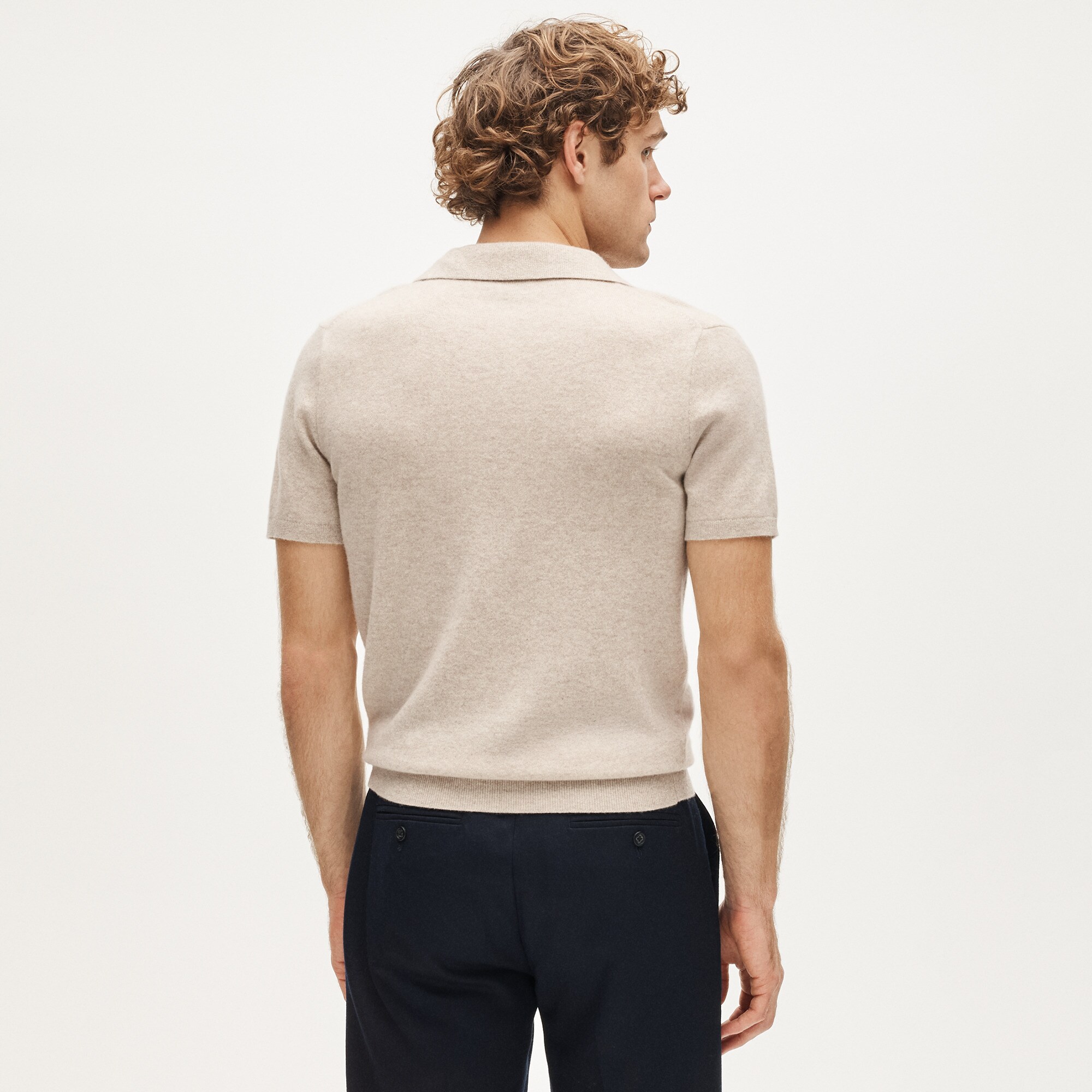 Cashmere short-sleeve sweater-polo