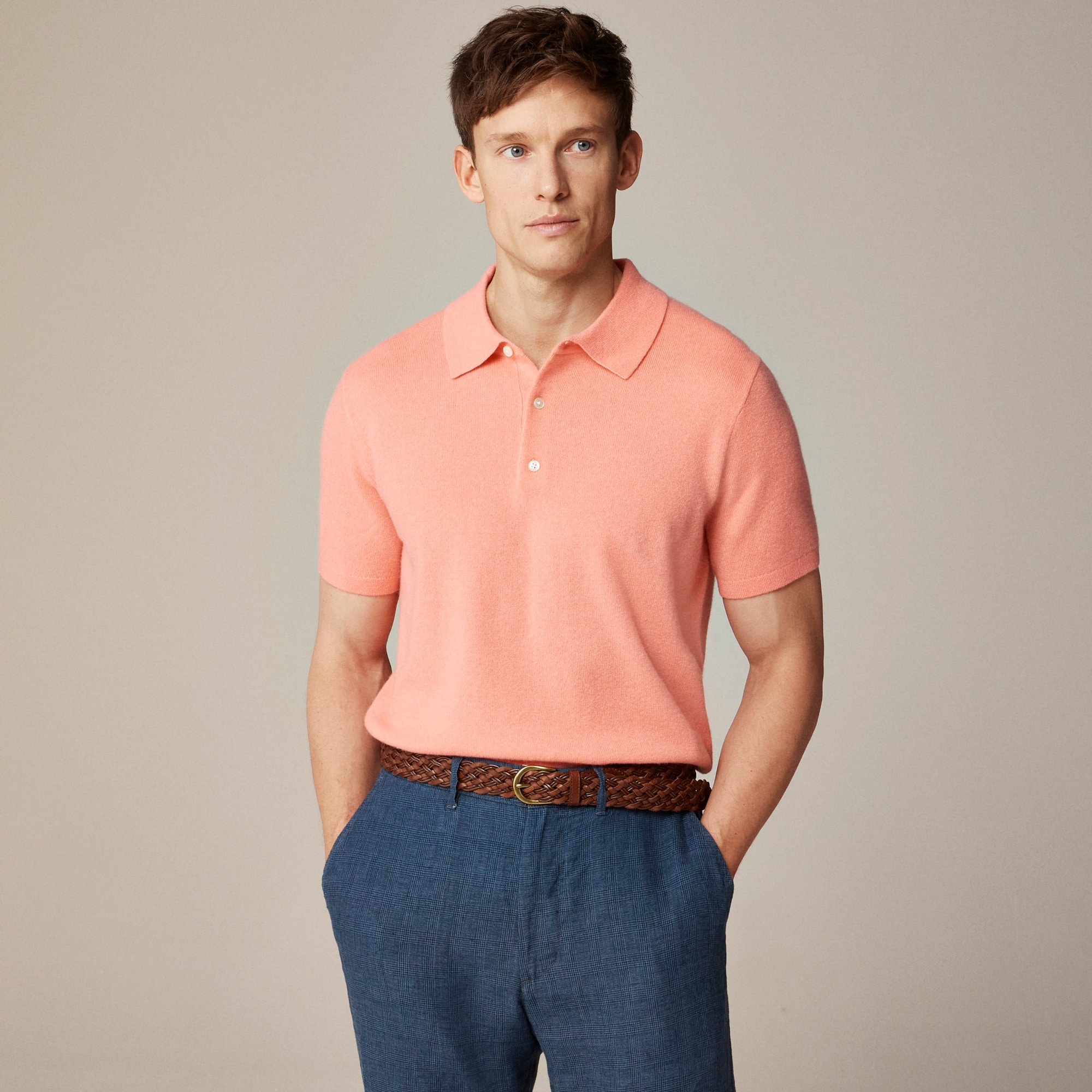  Cashmere short-sleeve sweater-polo