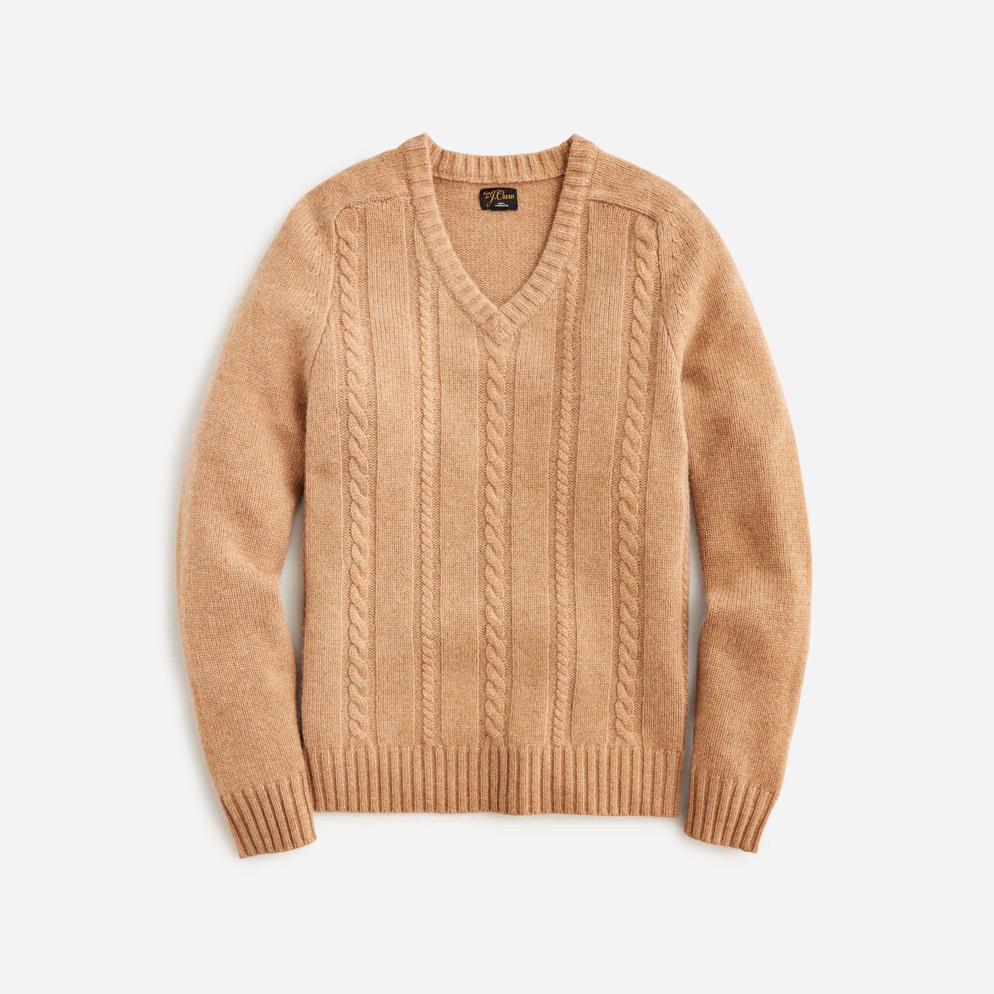 Heavyweight cashmere cable-knit V-neck sweater