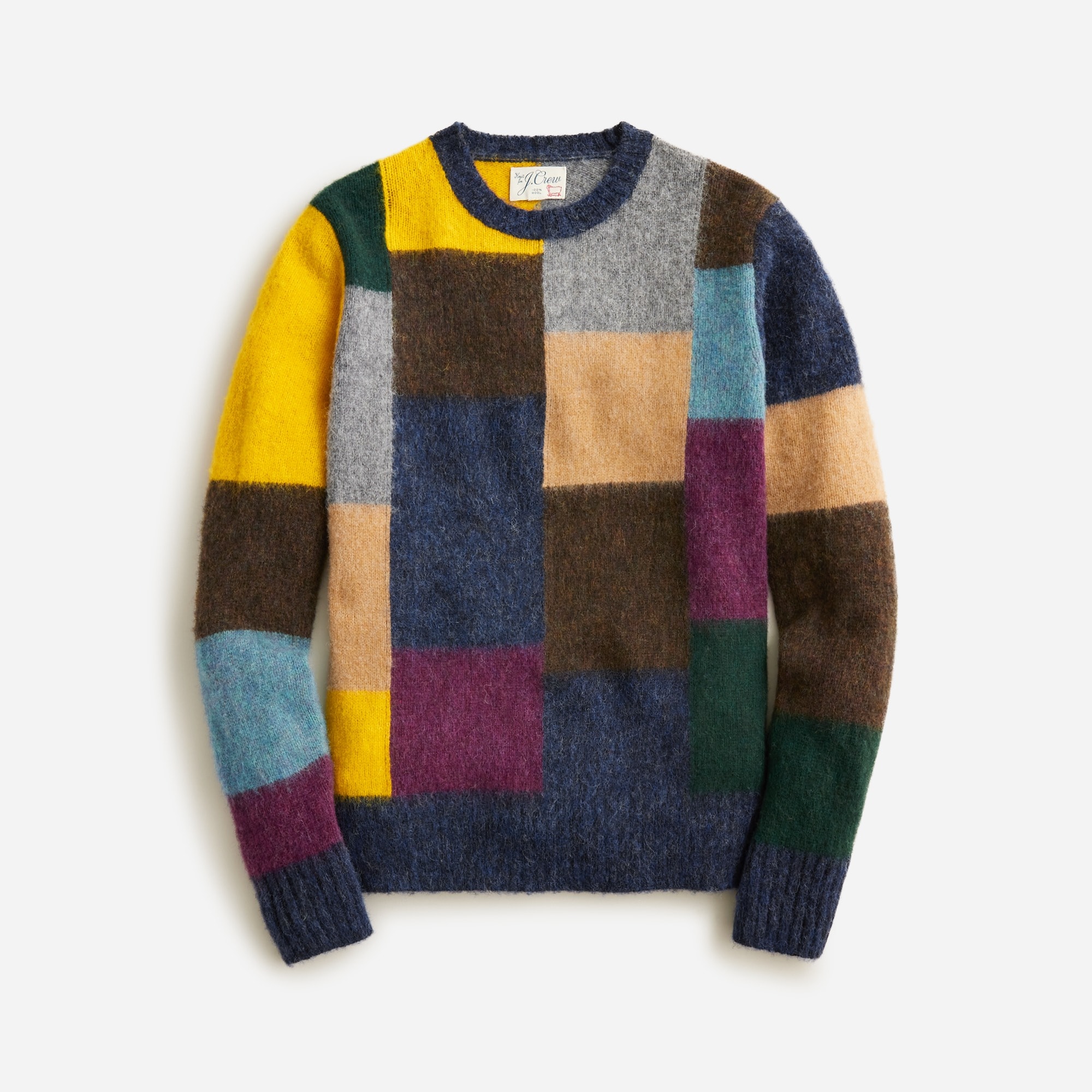 Brushed wool sweater in patchwork