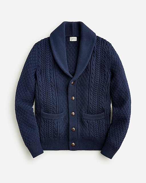 mens Heritage cotton cable-knit shawl-collar sweater
