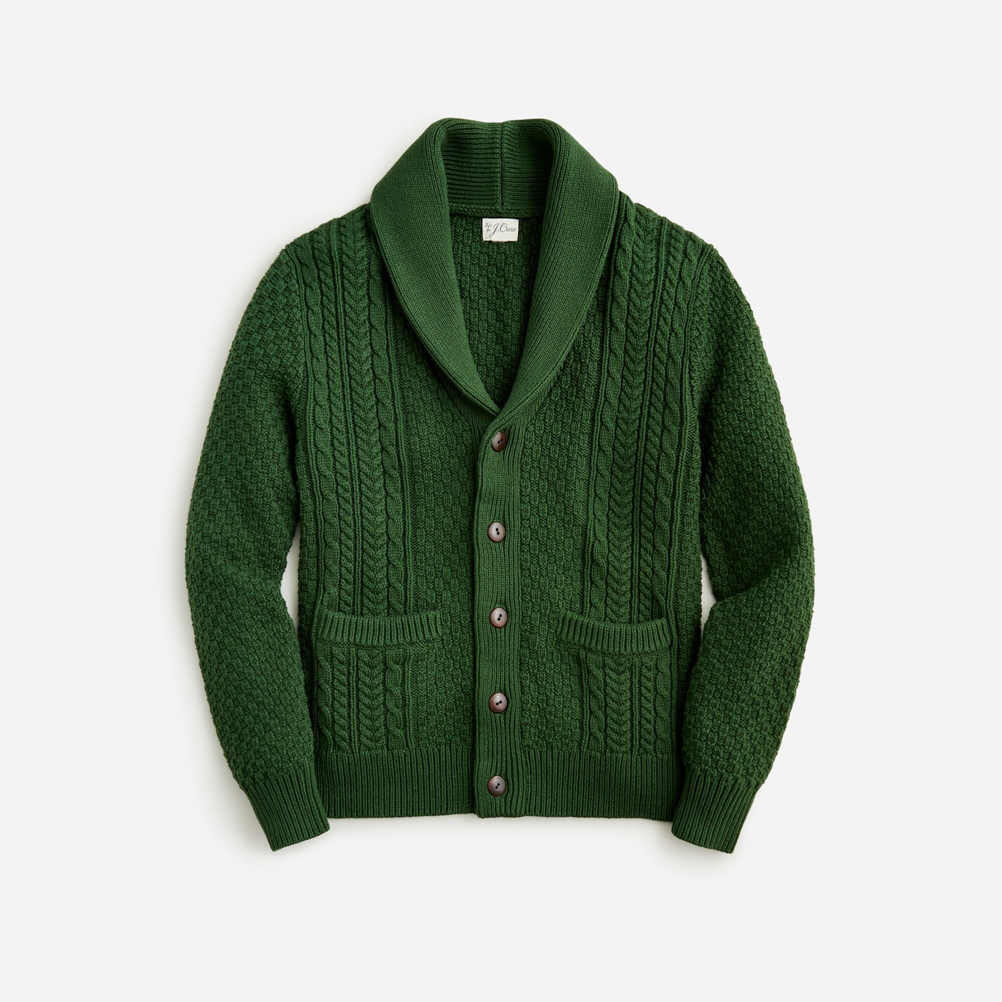 Heritage cotton cable-knit shawl-collar sweater