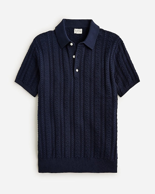  Short-sleeve cotton guernsey-stitch sweater-polo