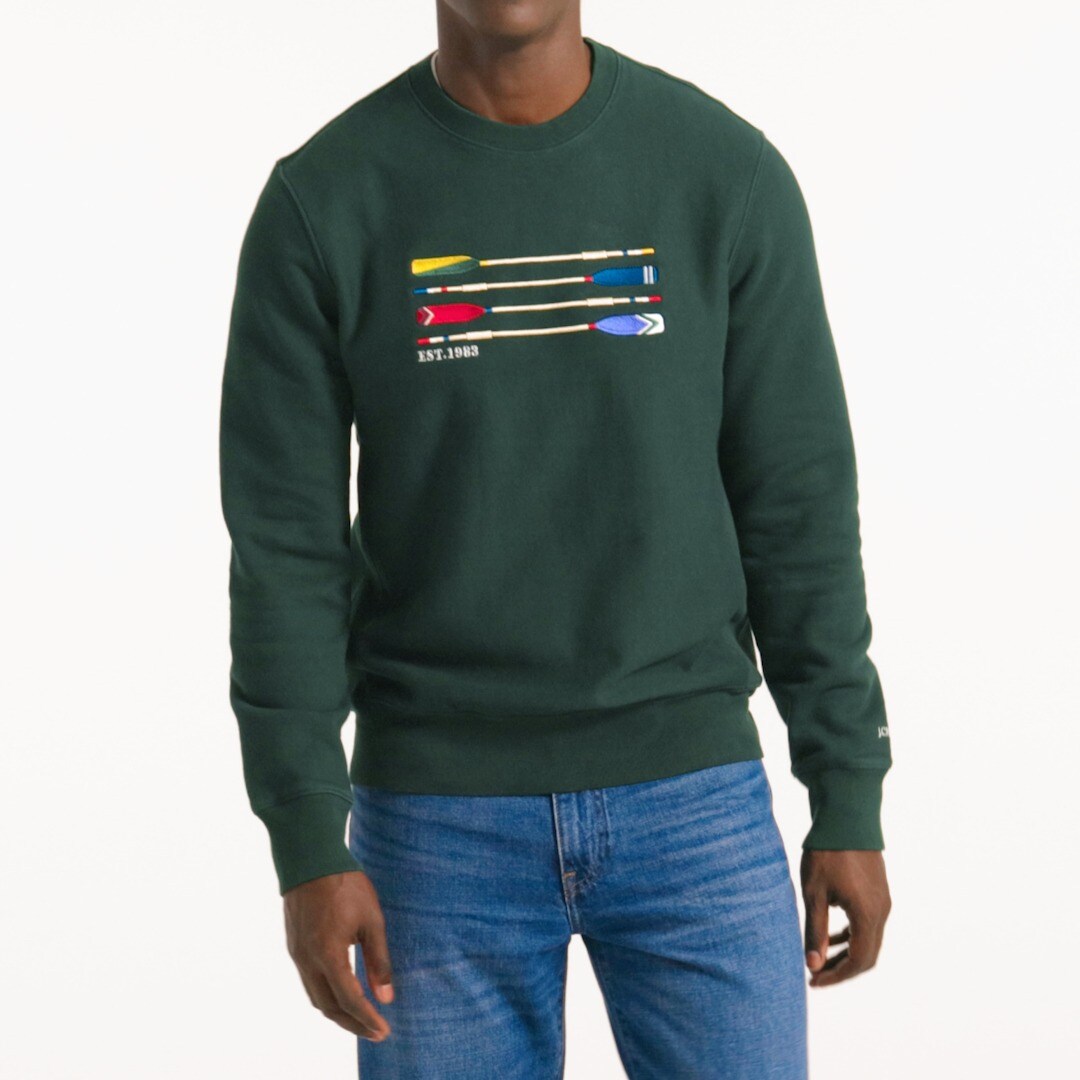 Heritage 14 oz. fleece embroidered oar graphic crewneck