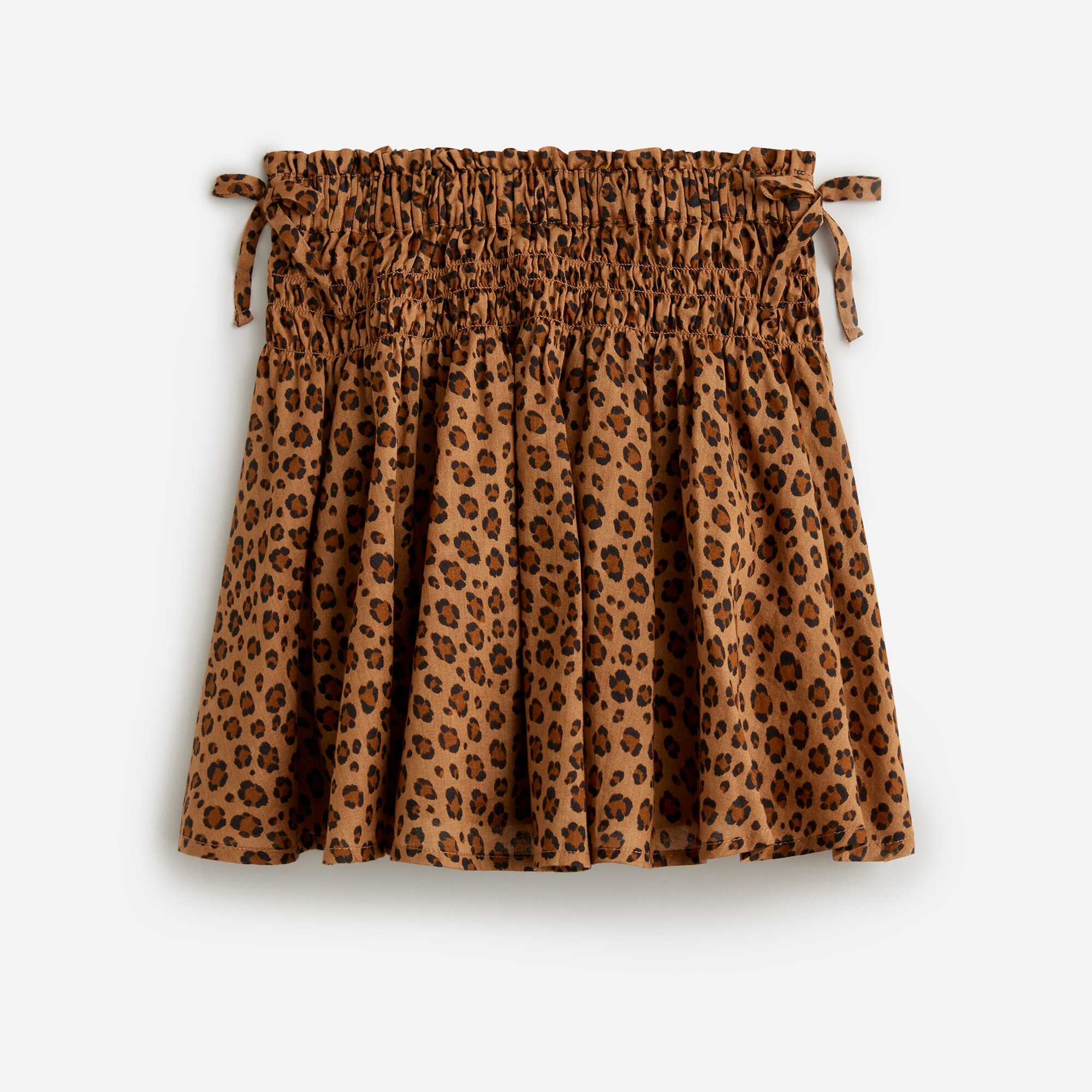  Girls' smocked-waist flouncy skirt in leopard print