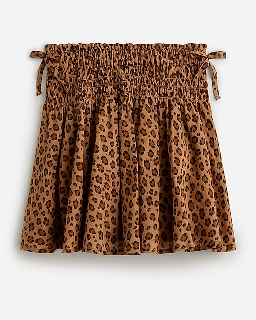  Girls' smocked-waist flouncy skirt in leopard print