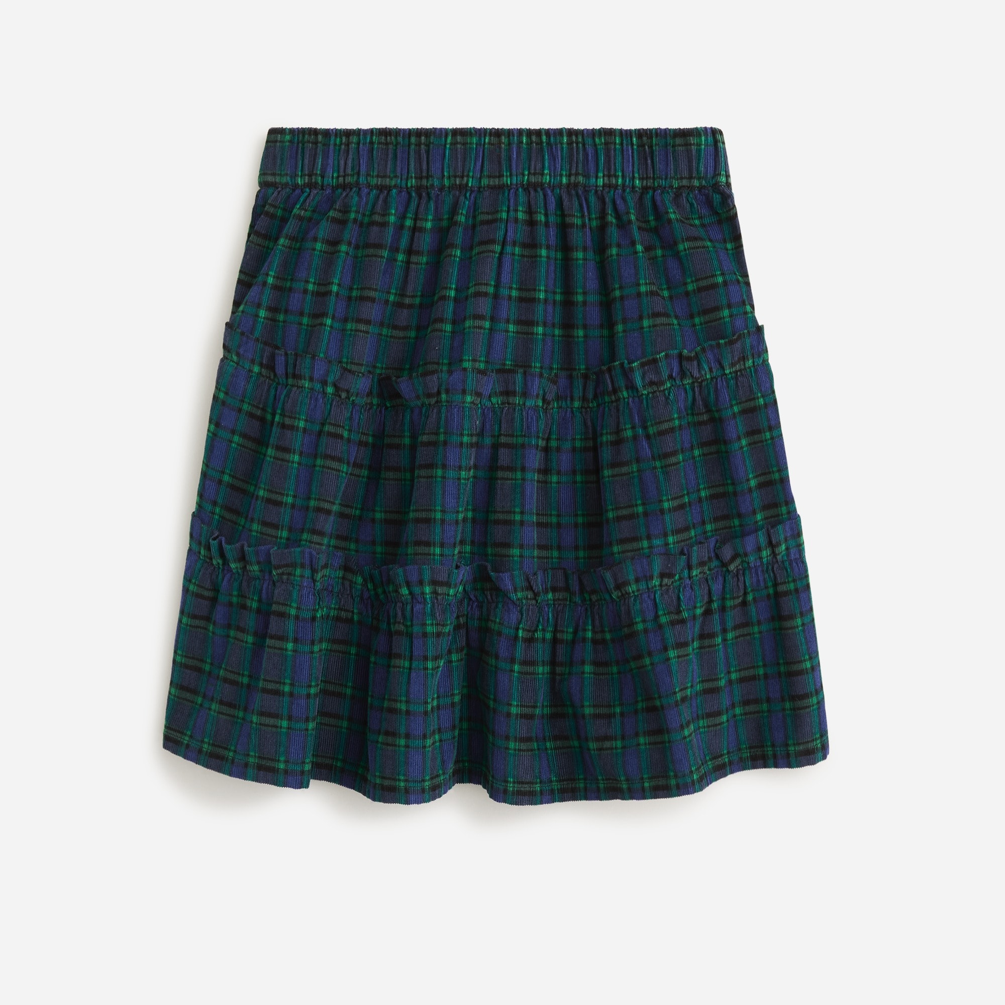  Girls' ruffle skirt in plaid corduroy