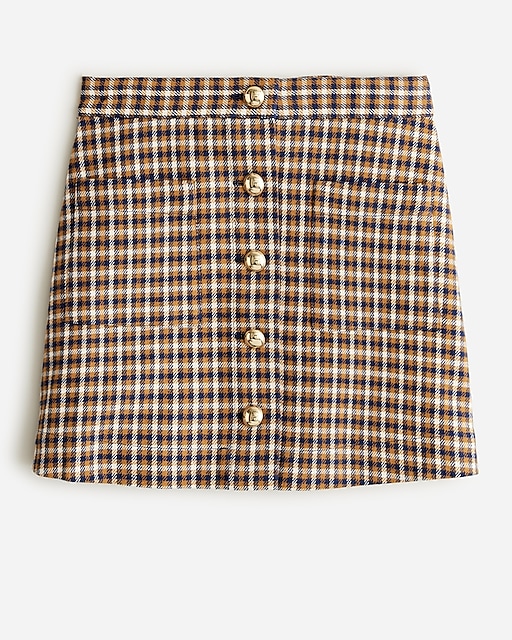  Girls' button-front plaid skirt