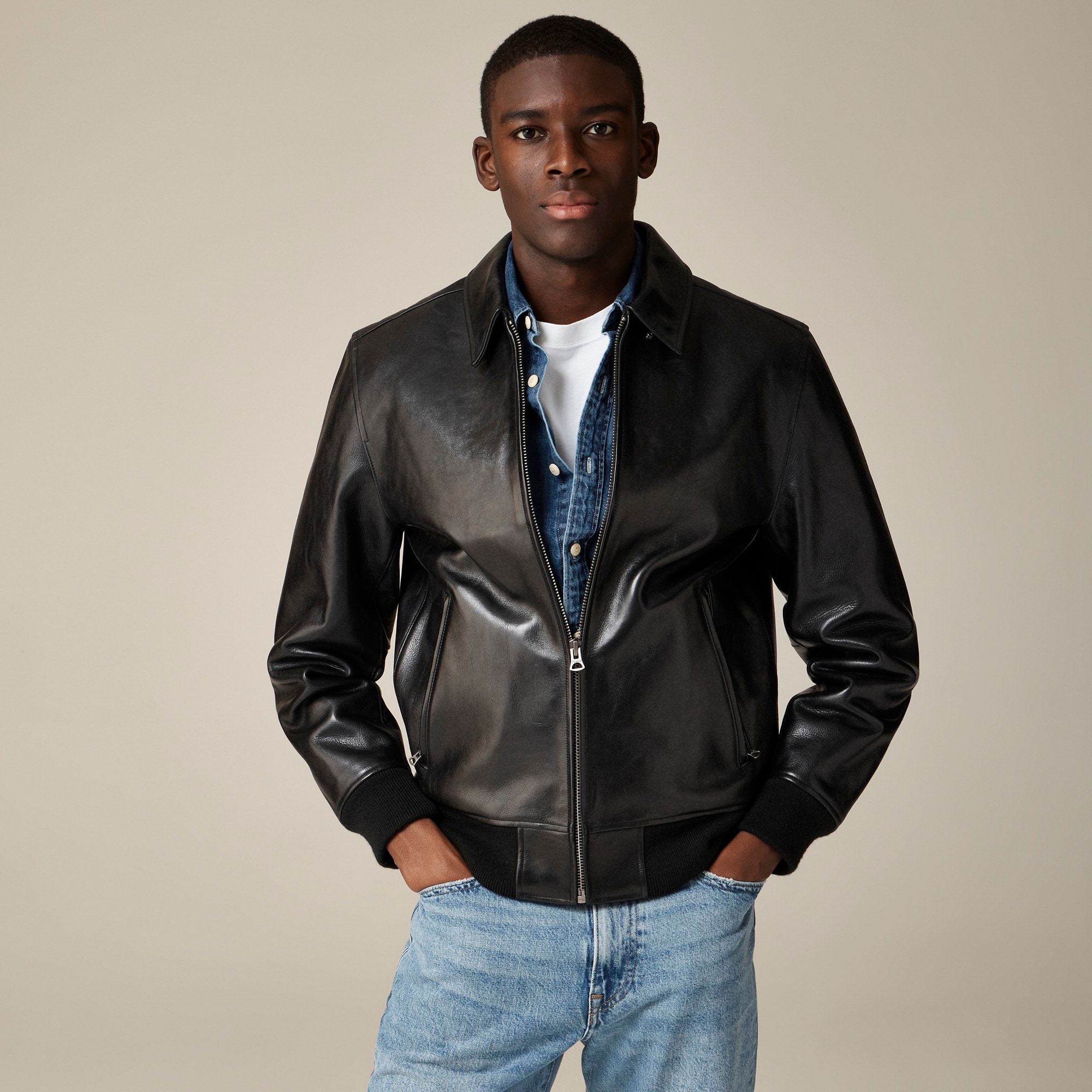 j.crew: limited-edition flight jacket in italian leather for men
