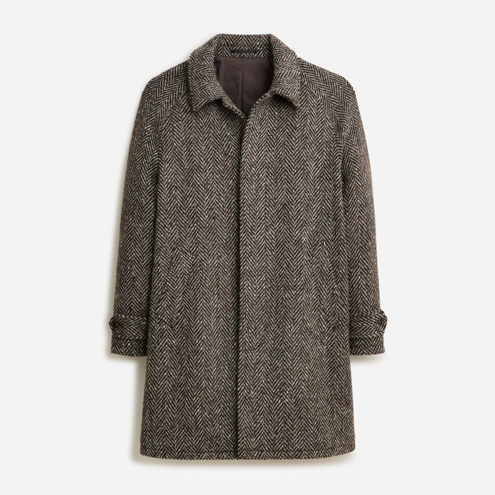 Ludlow car coat in Irish wool herringbone