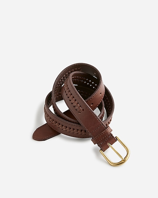  Italian leather belt with woven detail