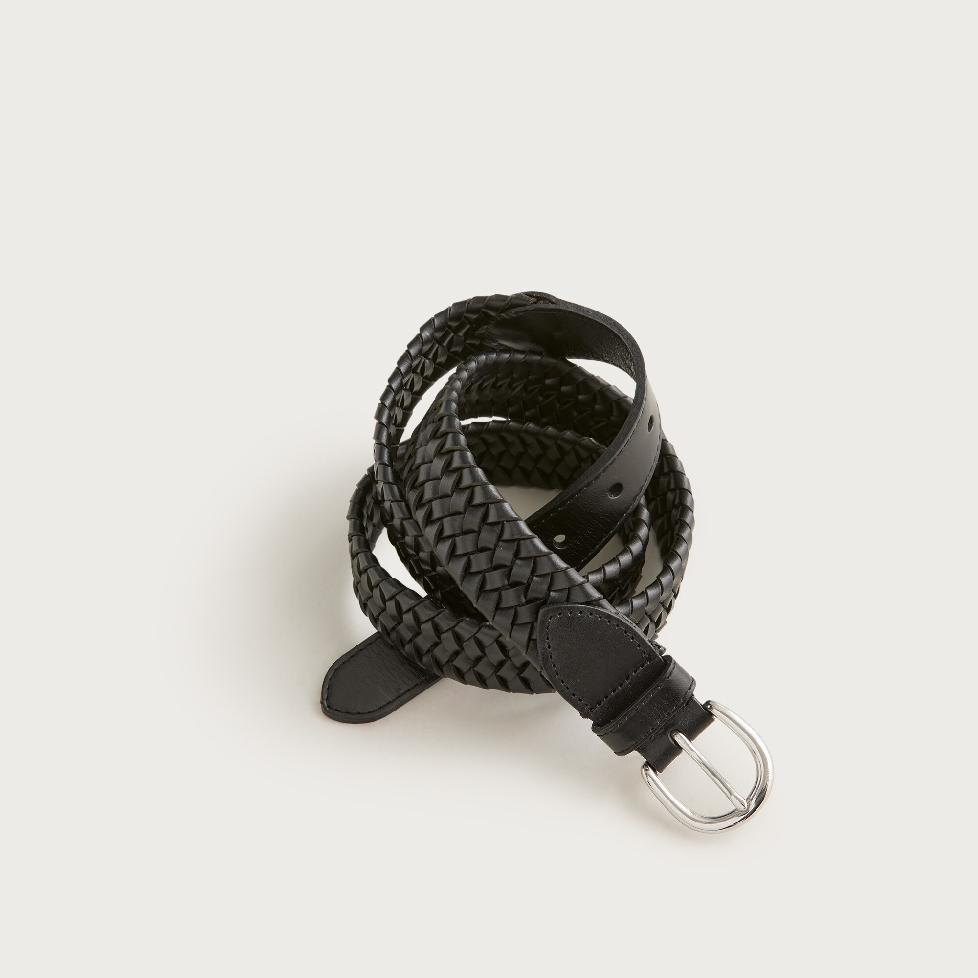 mens Woven elasticated Italian leather belt