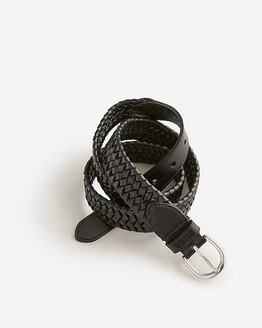 mens Woven elasticated Italian leather belt