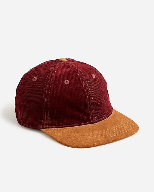 mens Corduroy baseball cap with suede brim