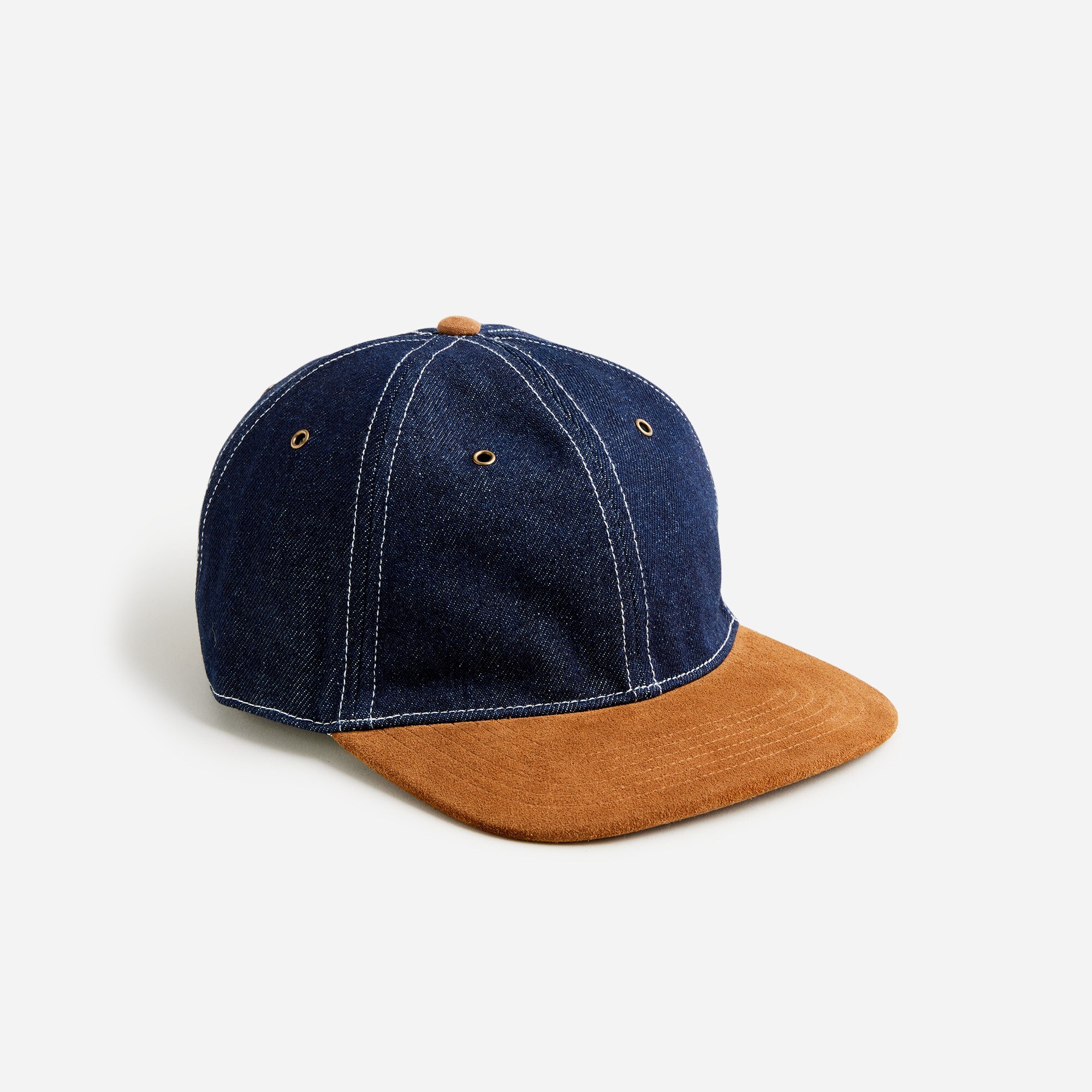  Denim baseball cap with suede brim
