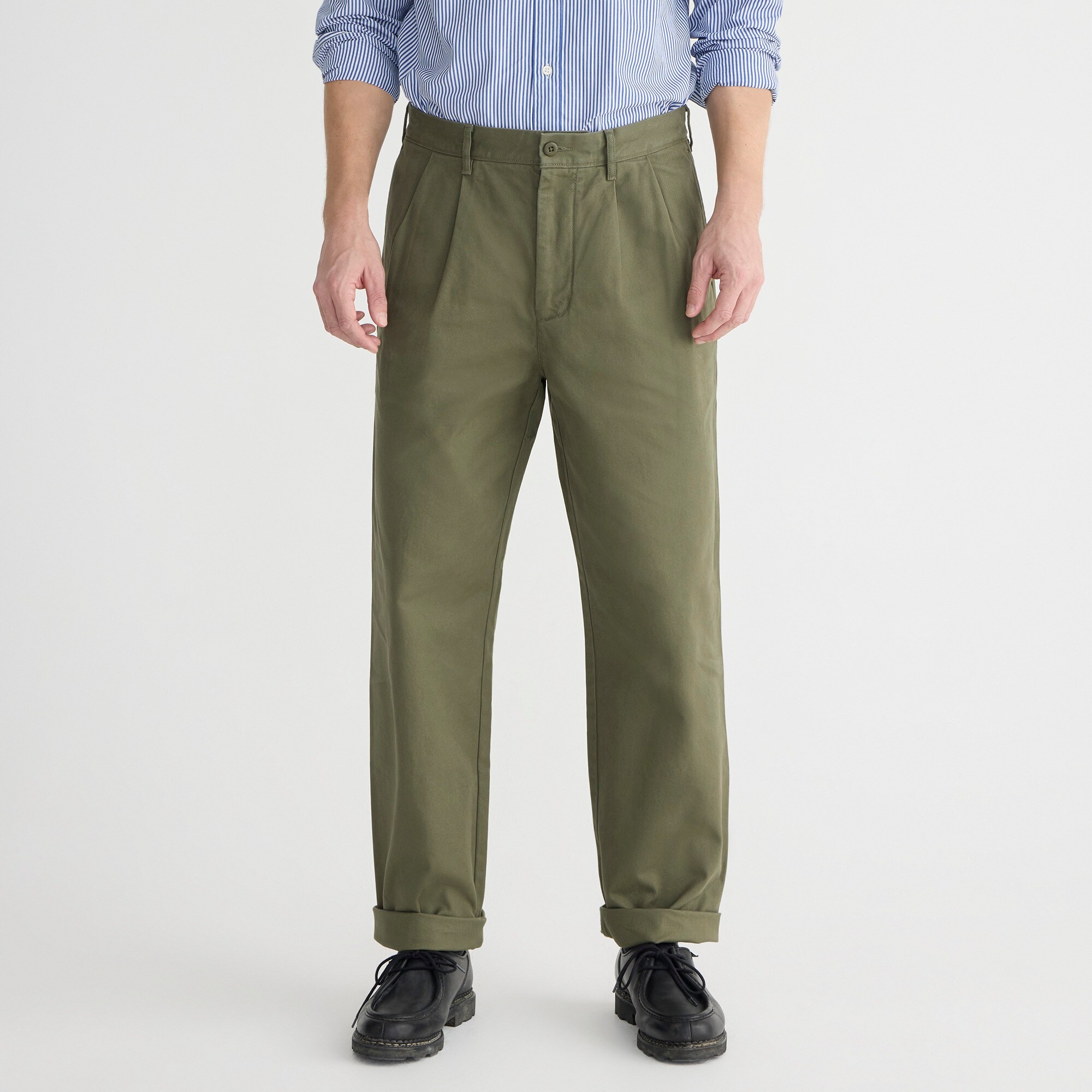 j.crew: classic double-pleated chino pant for men