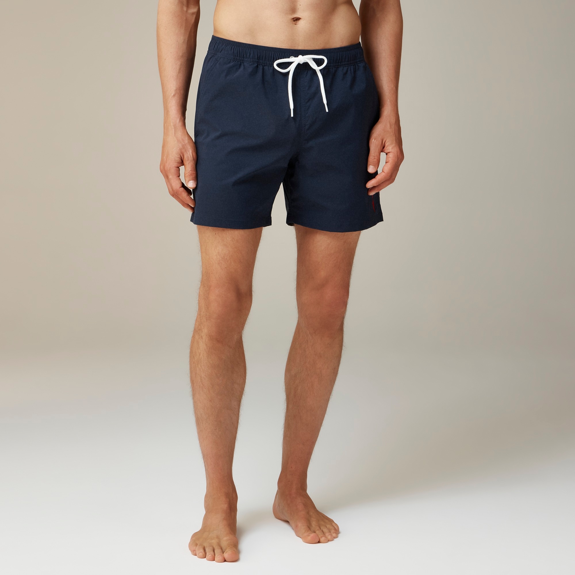 mens 6&quot; embroidered oarsman stretch swim trunk with ECONYL&reg; nylon