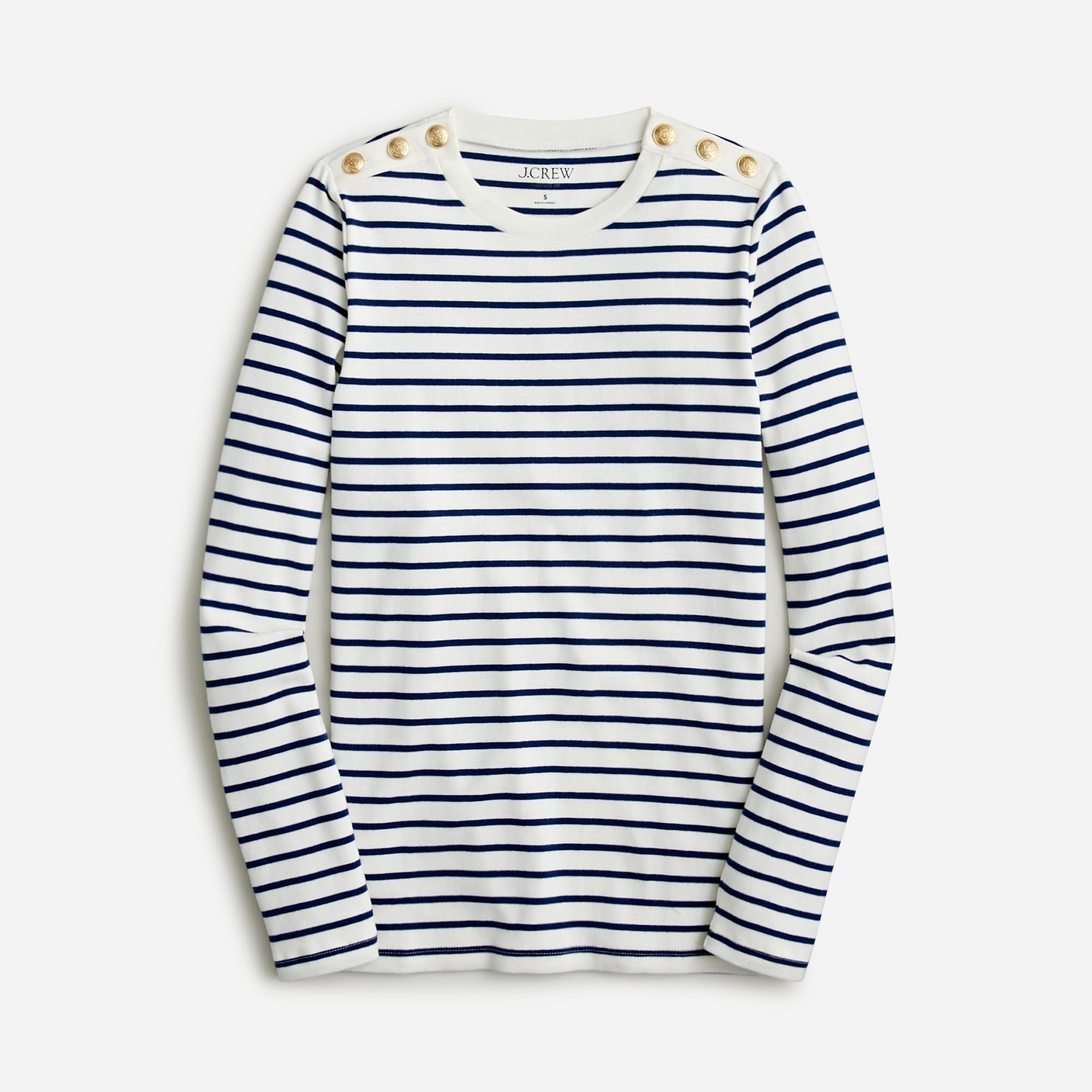 J.Crew: Perfect-fit Long-sleeve Crewneck T-shirt With Buttons For