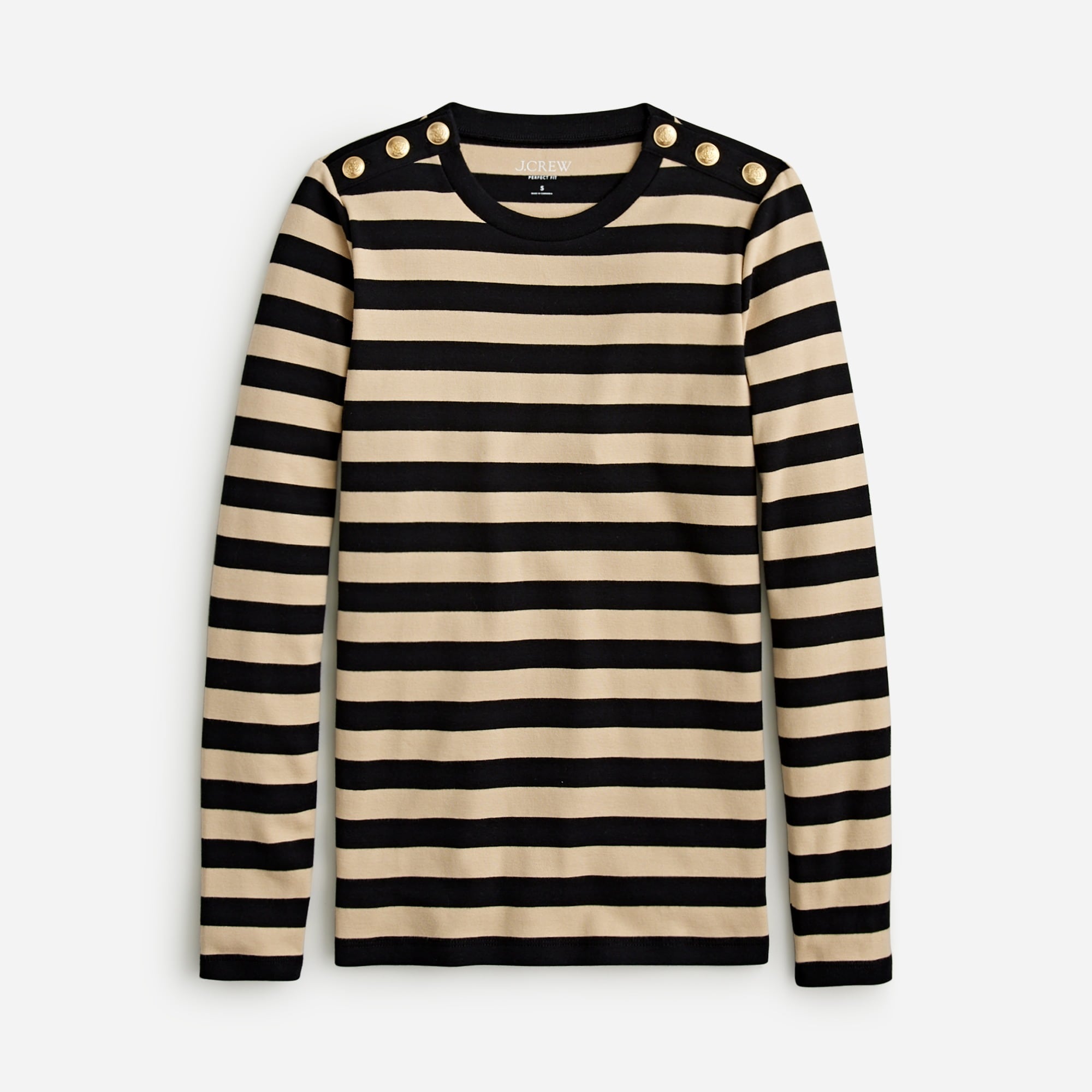 J.Crew: Perfect-fit Long-sleeve Crewneck T-shirt With Buttons For