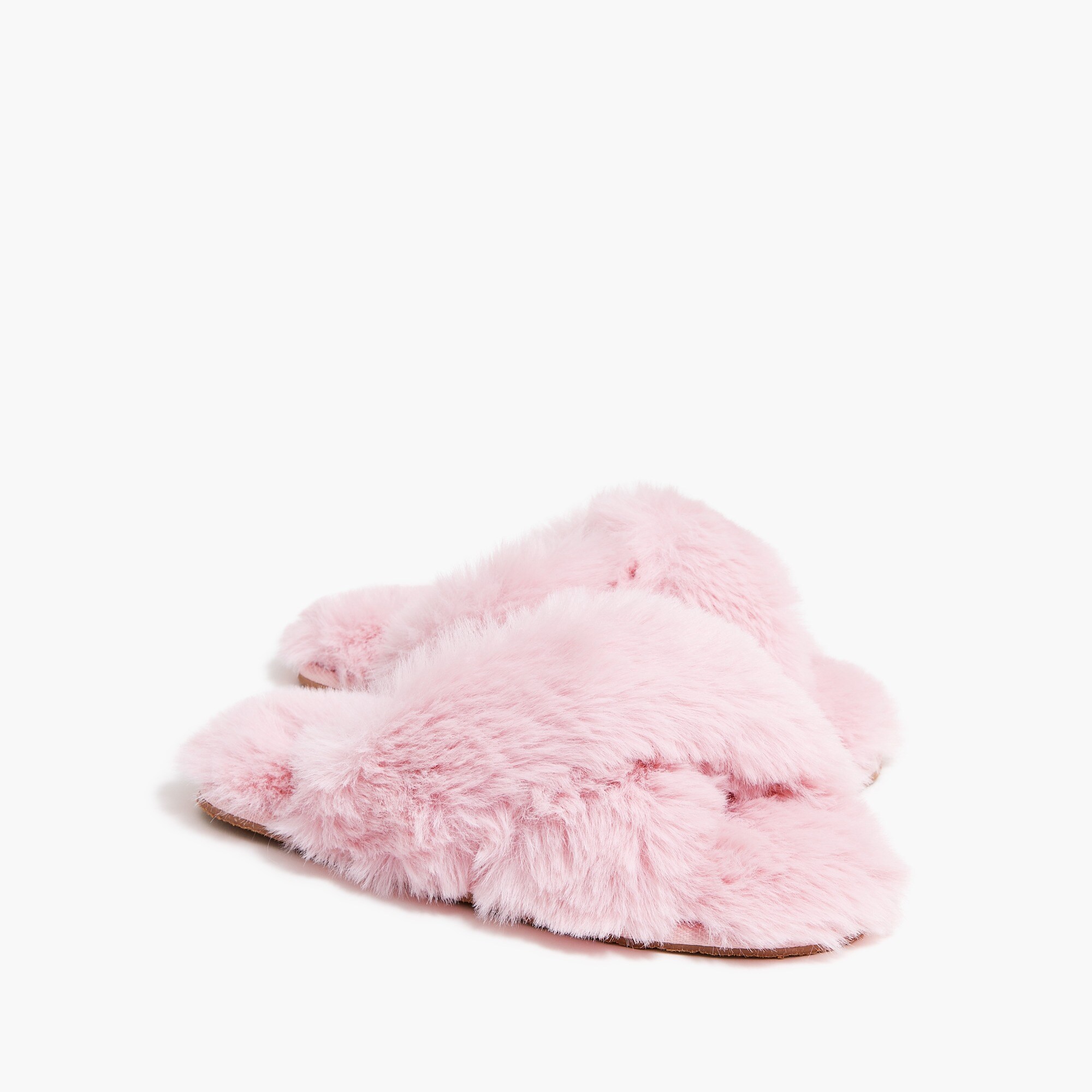Girls' crisscross faux-fur slippers