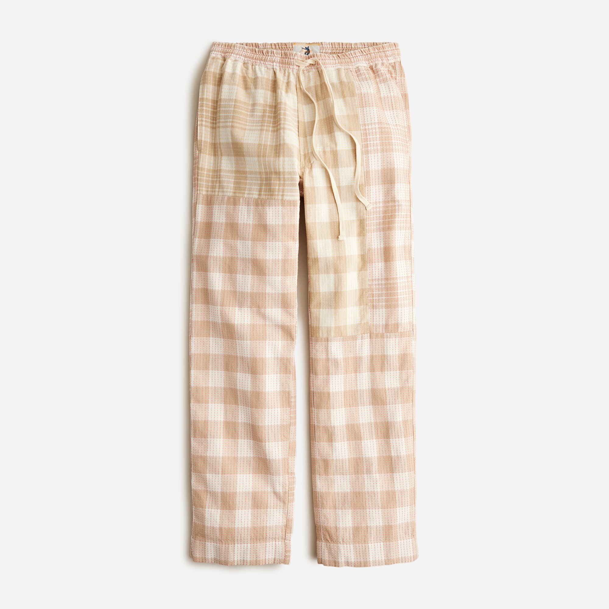 Limited-edition Union LA X J.Crew drawstring pant in sashiko plaid cotton blend