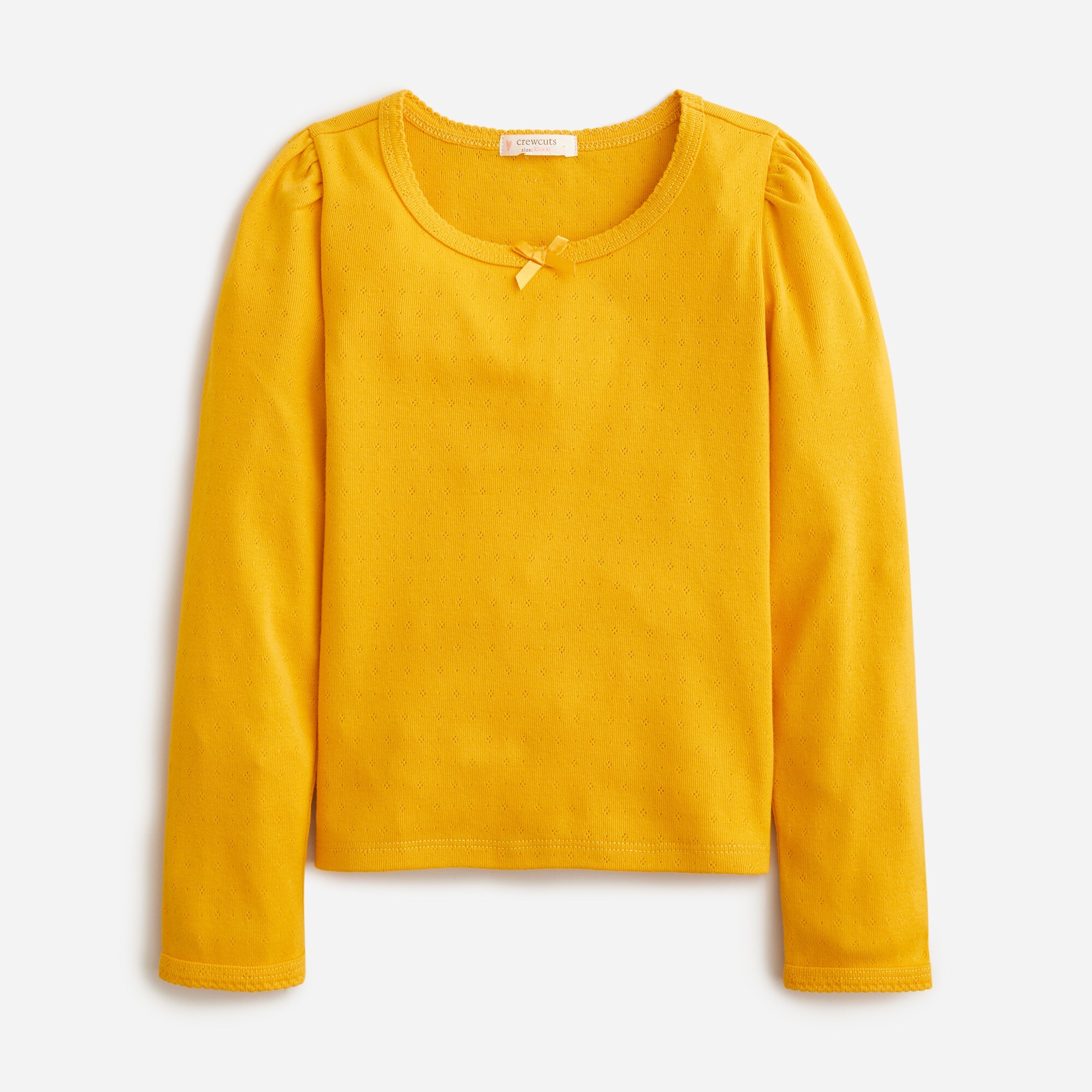  Girls' puff-sleeve pointelle T-shirt
