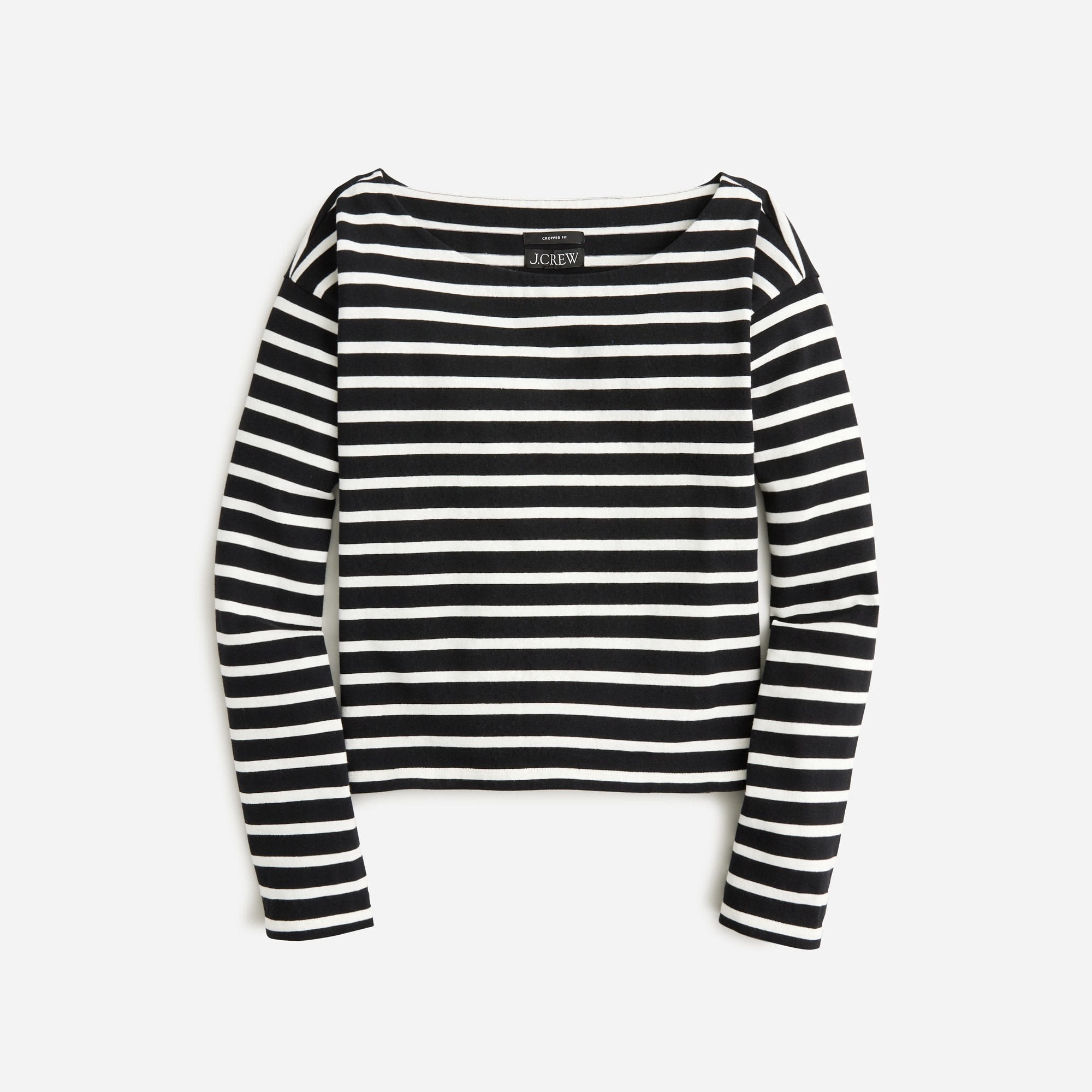  Cropped boatneck T-shirt in stripe
