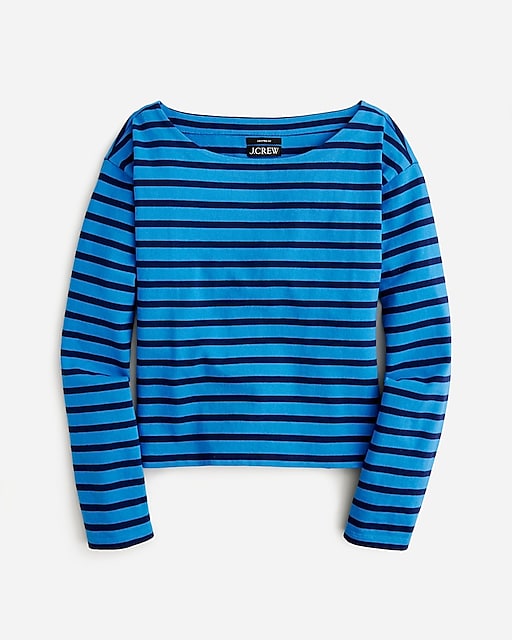  Cropped boatneck T-shirt in stripe