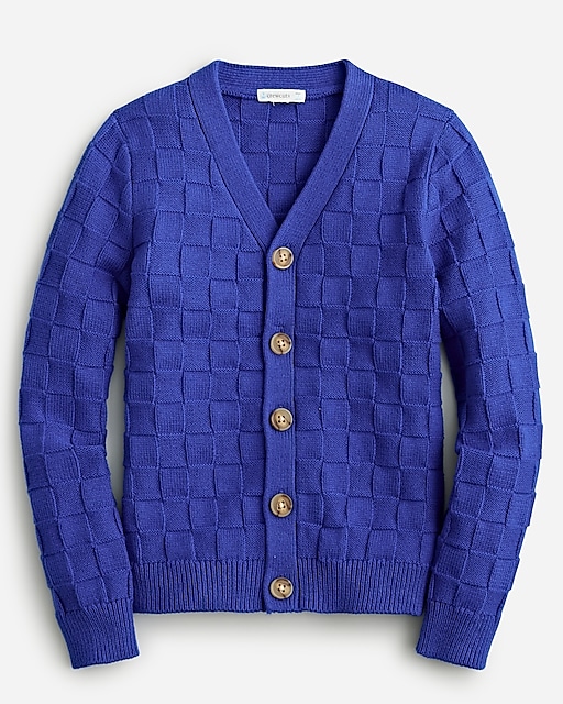  Kids' checkerboard-stitch cardigan sweater