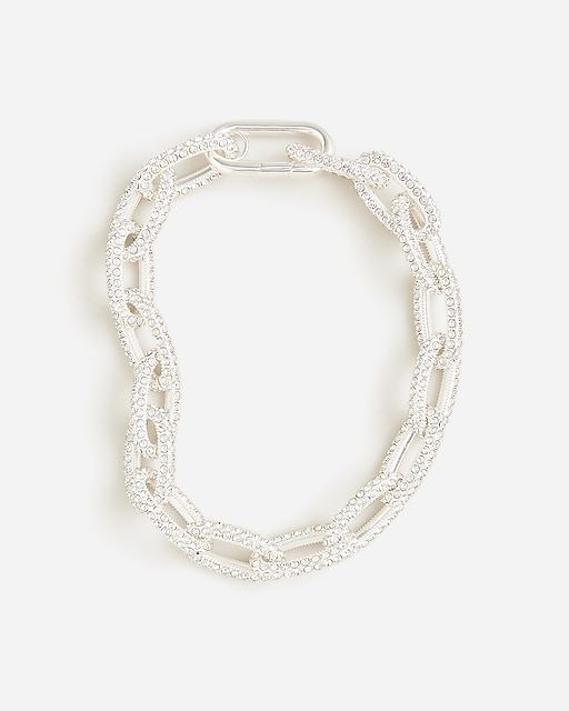 womens Chainlink necklace with pav&eacute; crystals