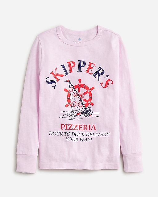  Kids' long-sleeve &quot;Skipper's PIZZERIA&quot; graphic T-shirt