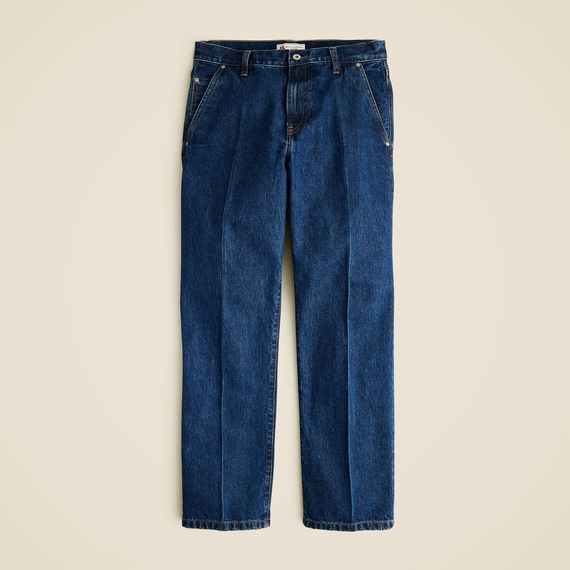 mens Wallace &amp; Barnes creased slant-pocket jean in selvedge denim