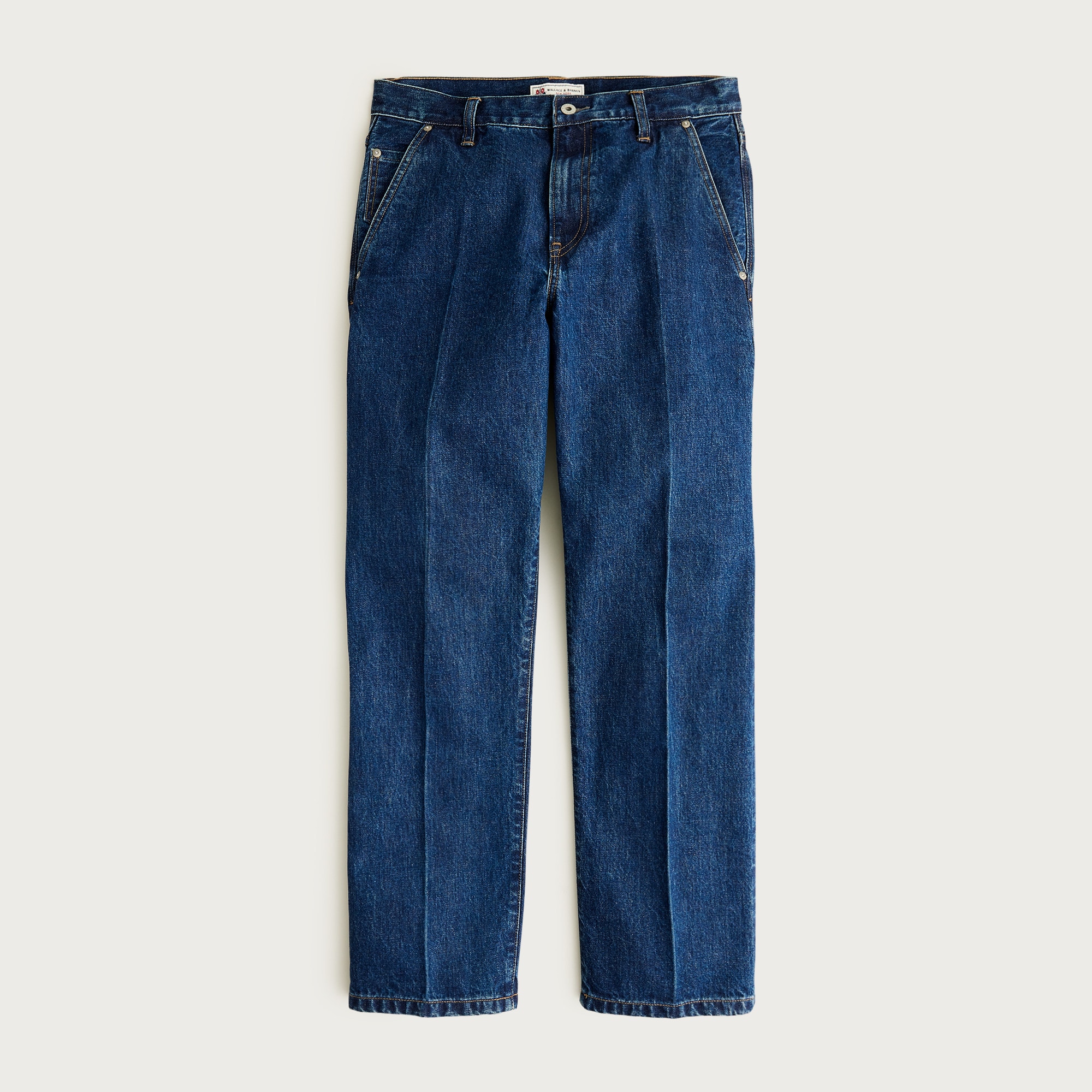 Wallace & Barnes creased slant-pocket jean in Japanese selvedge denim