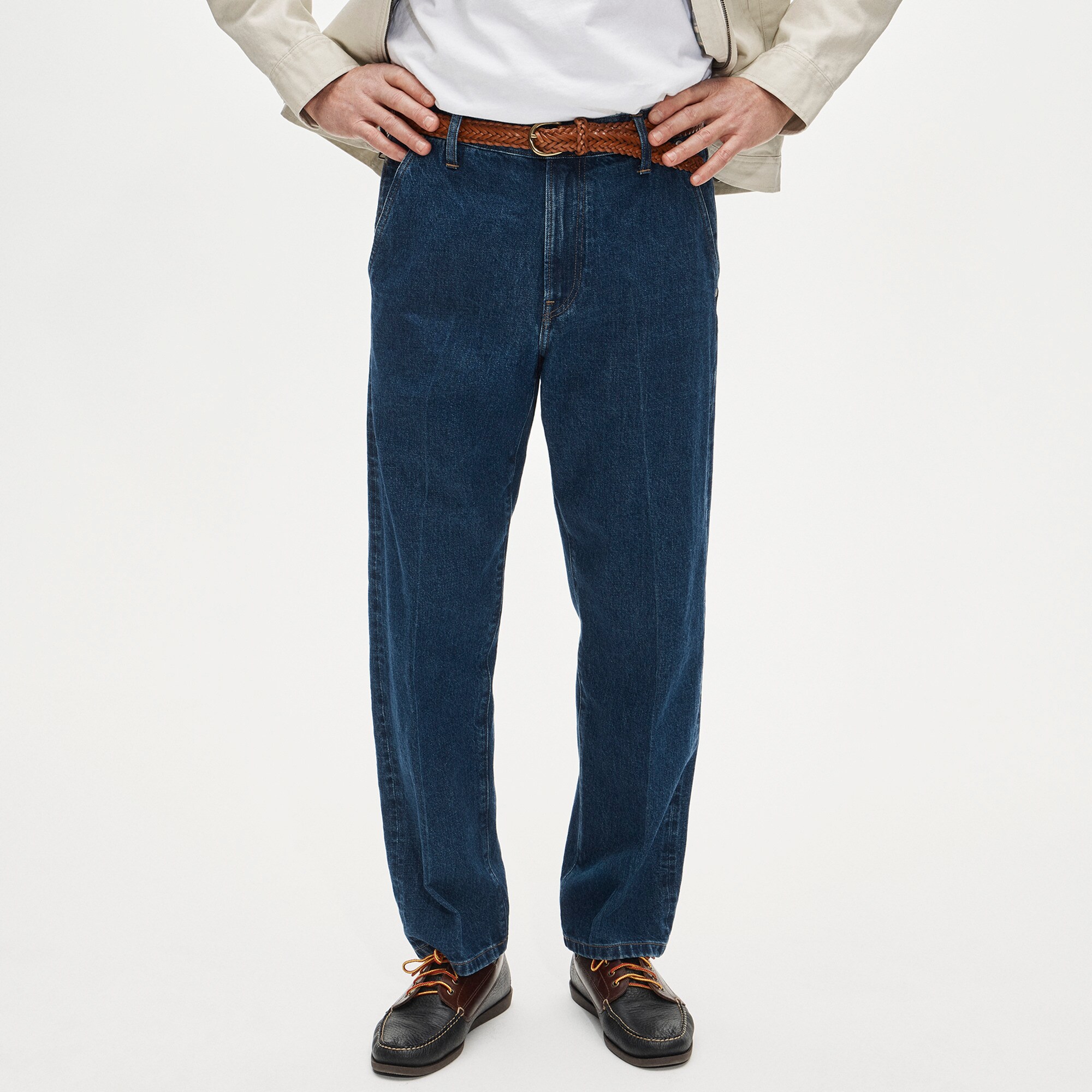 Wallace & Barnes creased slant-pocket jean in Japanese selvedge denim