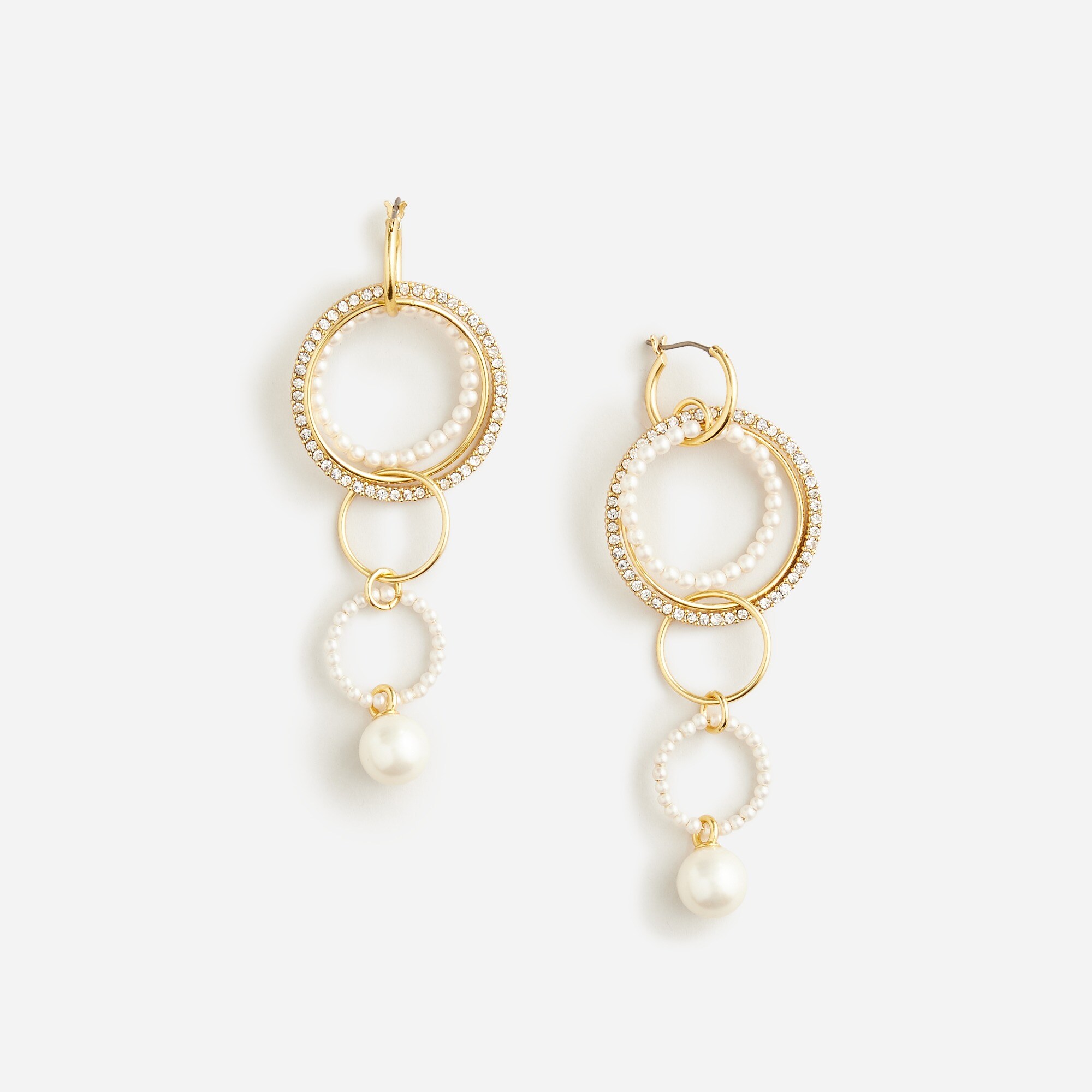 Looped pearl and crystal earrings