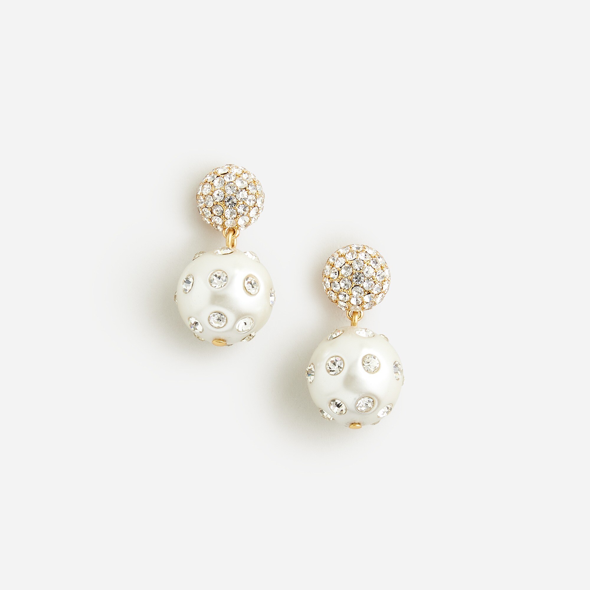 Pavé crystal and pearl drop earrings