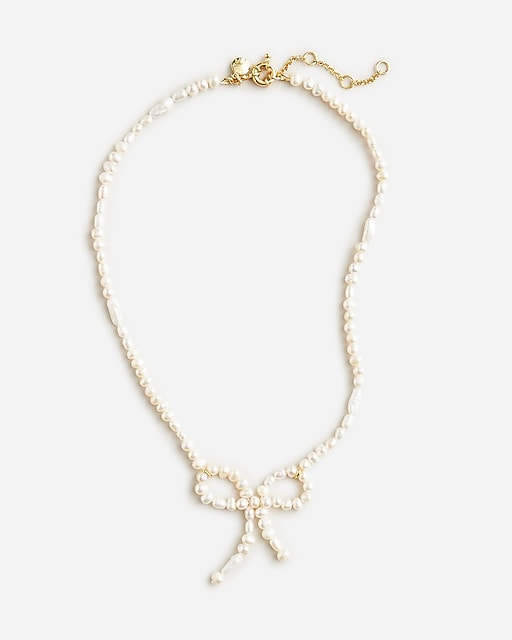 womens Freshwater pearl bow necklace