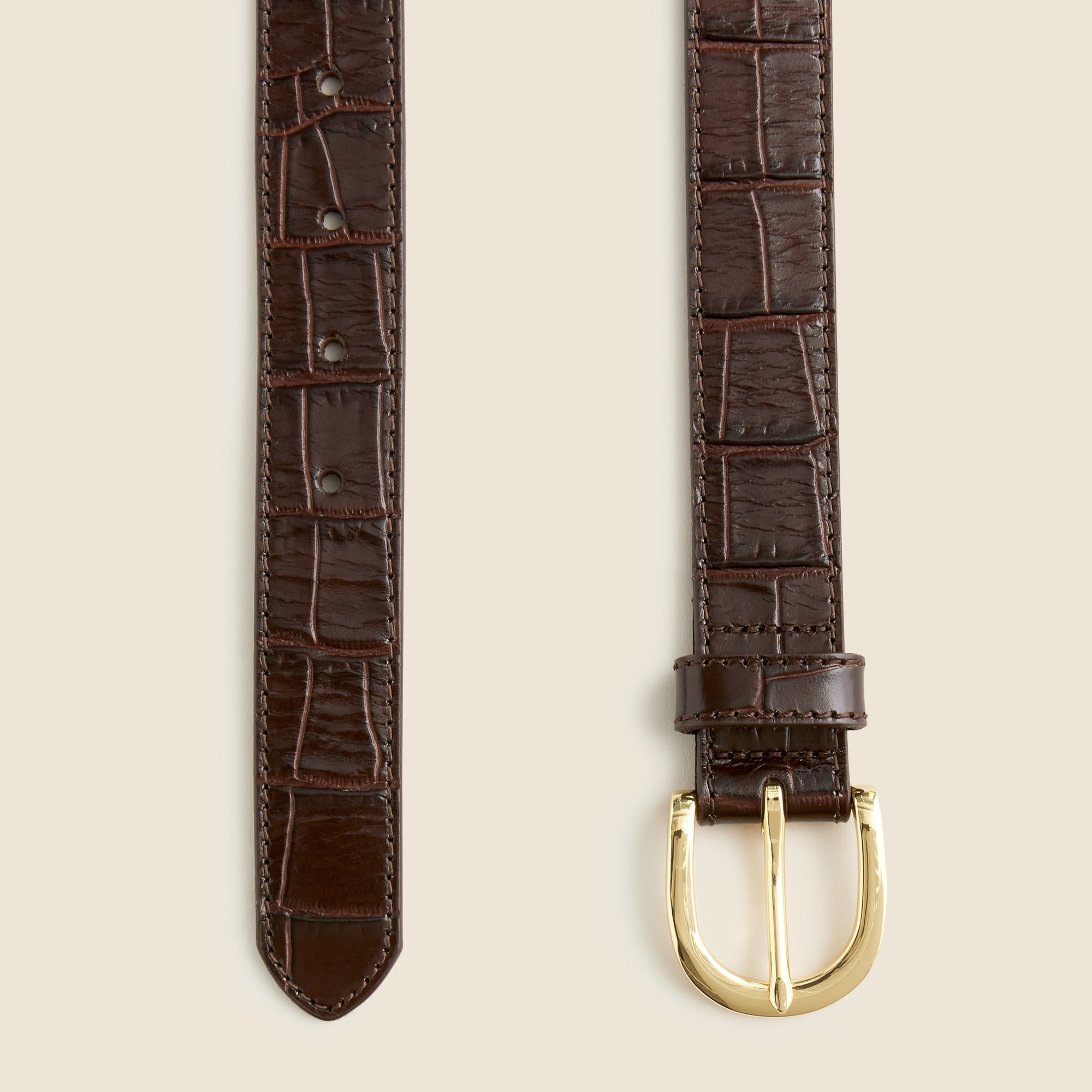 J.Crew: Classic Belt In Croc-embossed Leather For Women