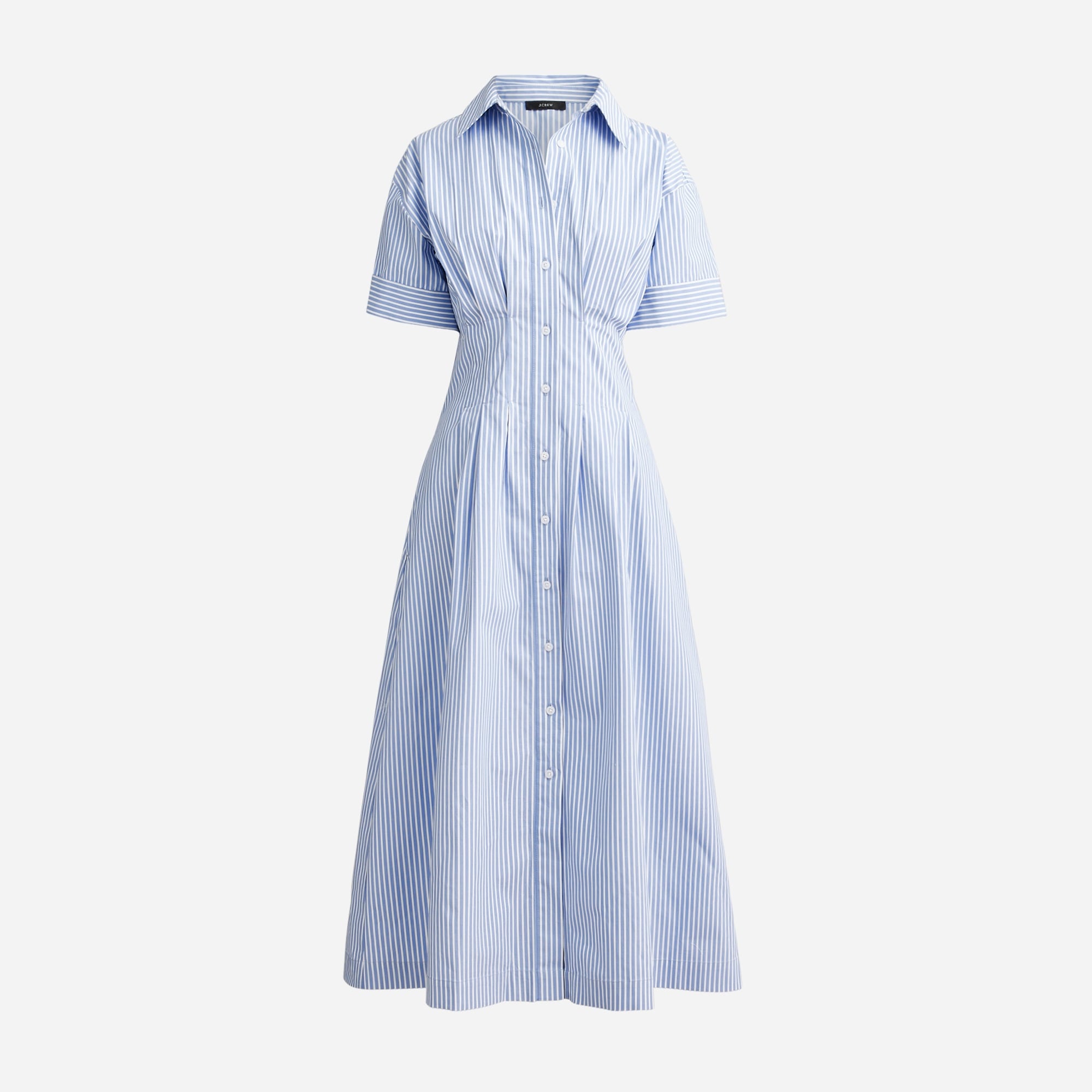 A-line shirt-dress in stretch cotton-blend poplin