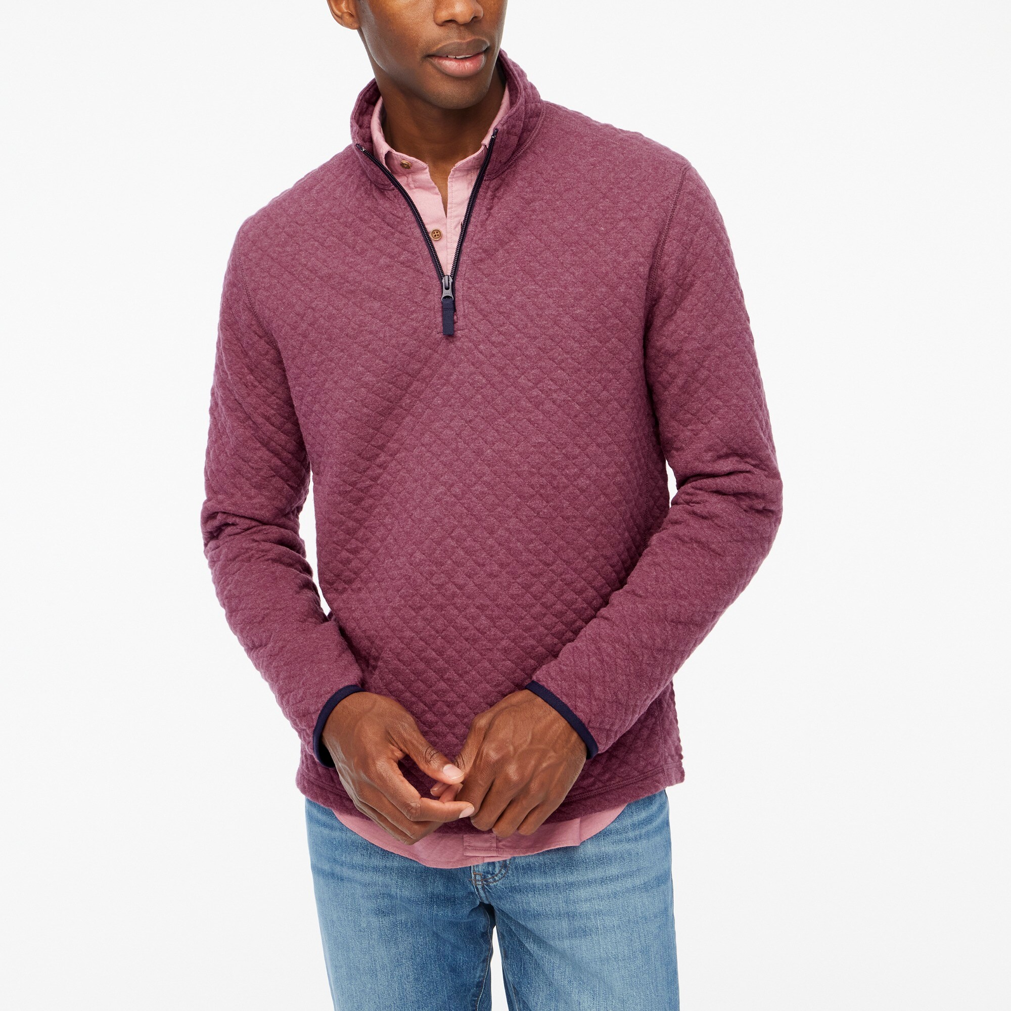 Brown Quilted Half Zip Sweatshirt