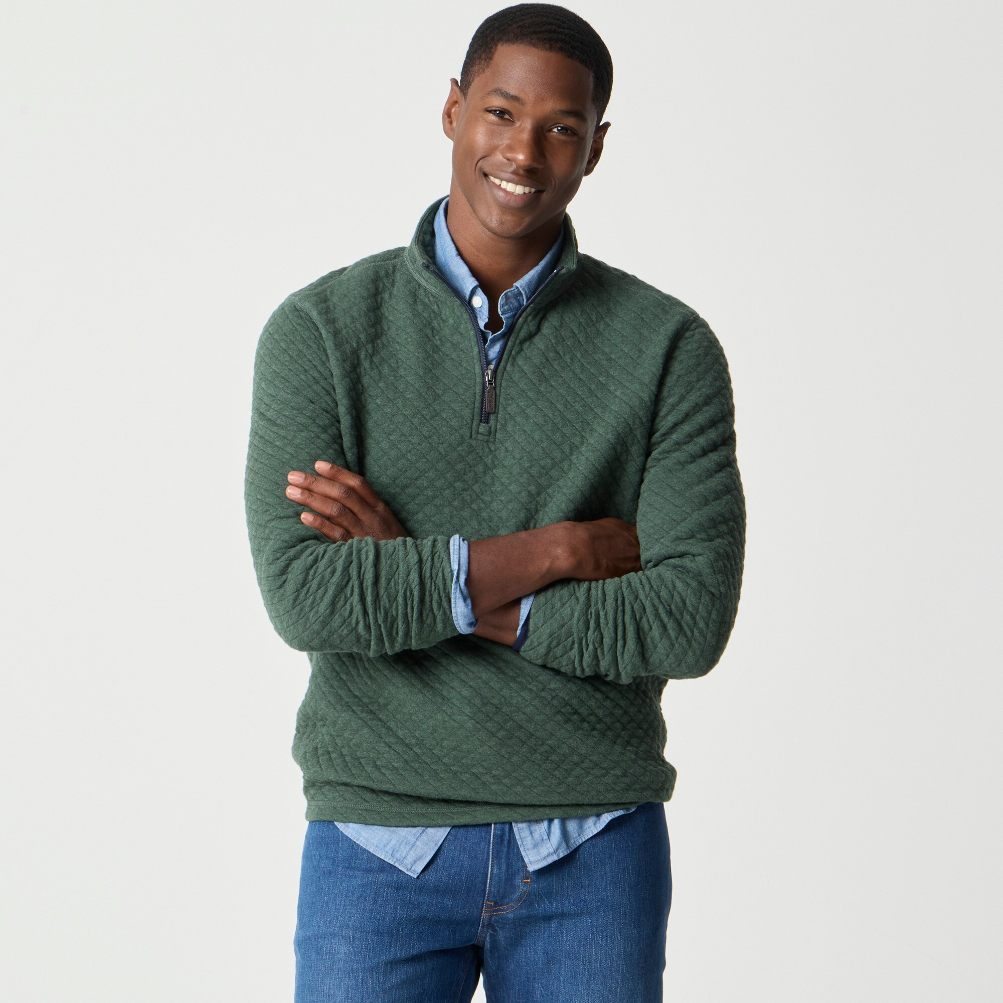Quilted quarter-zip