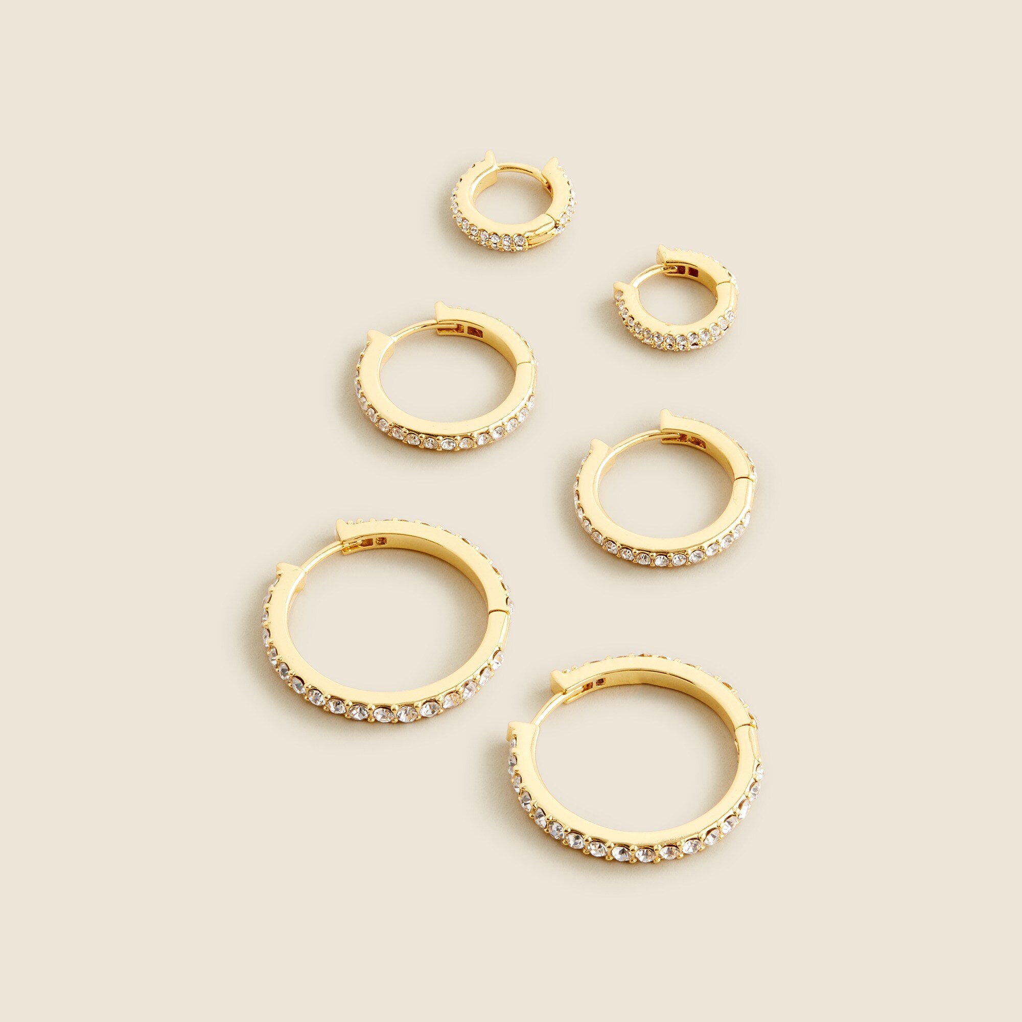  Pav&eacute; hoop earrings set-of-three