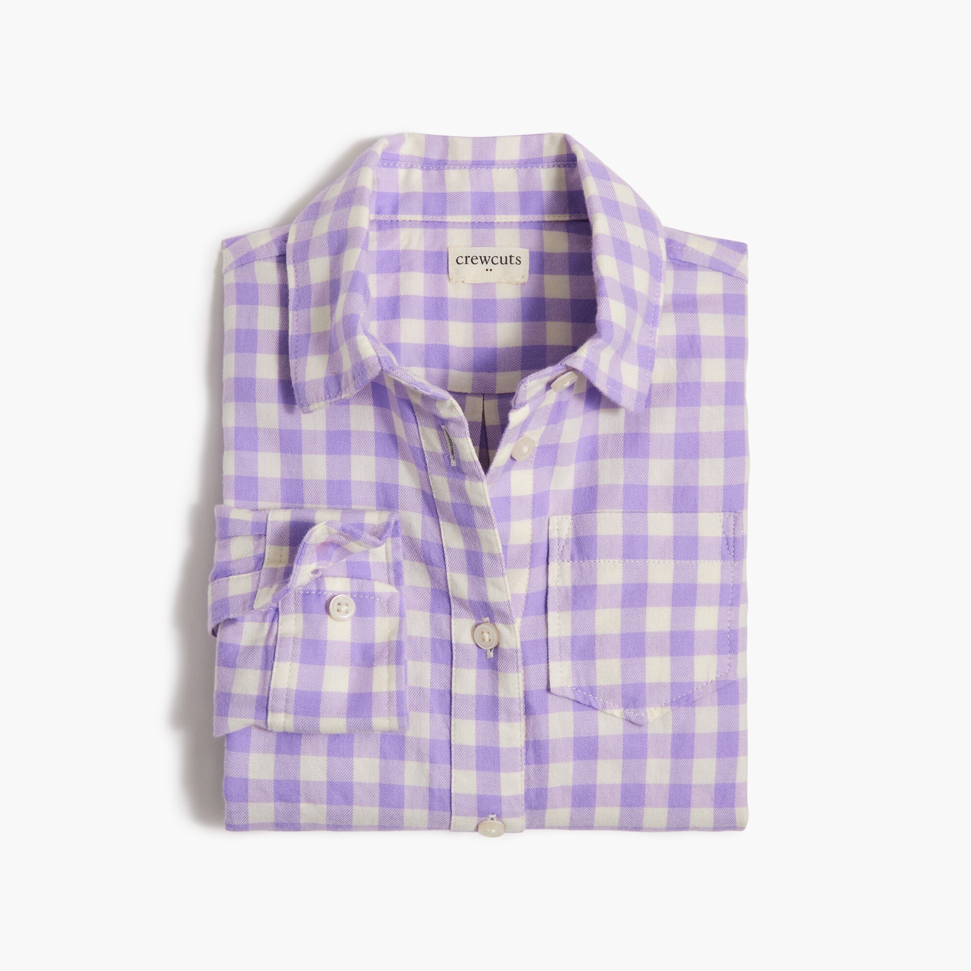 Girls' flannel gingham button-up shirt