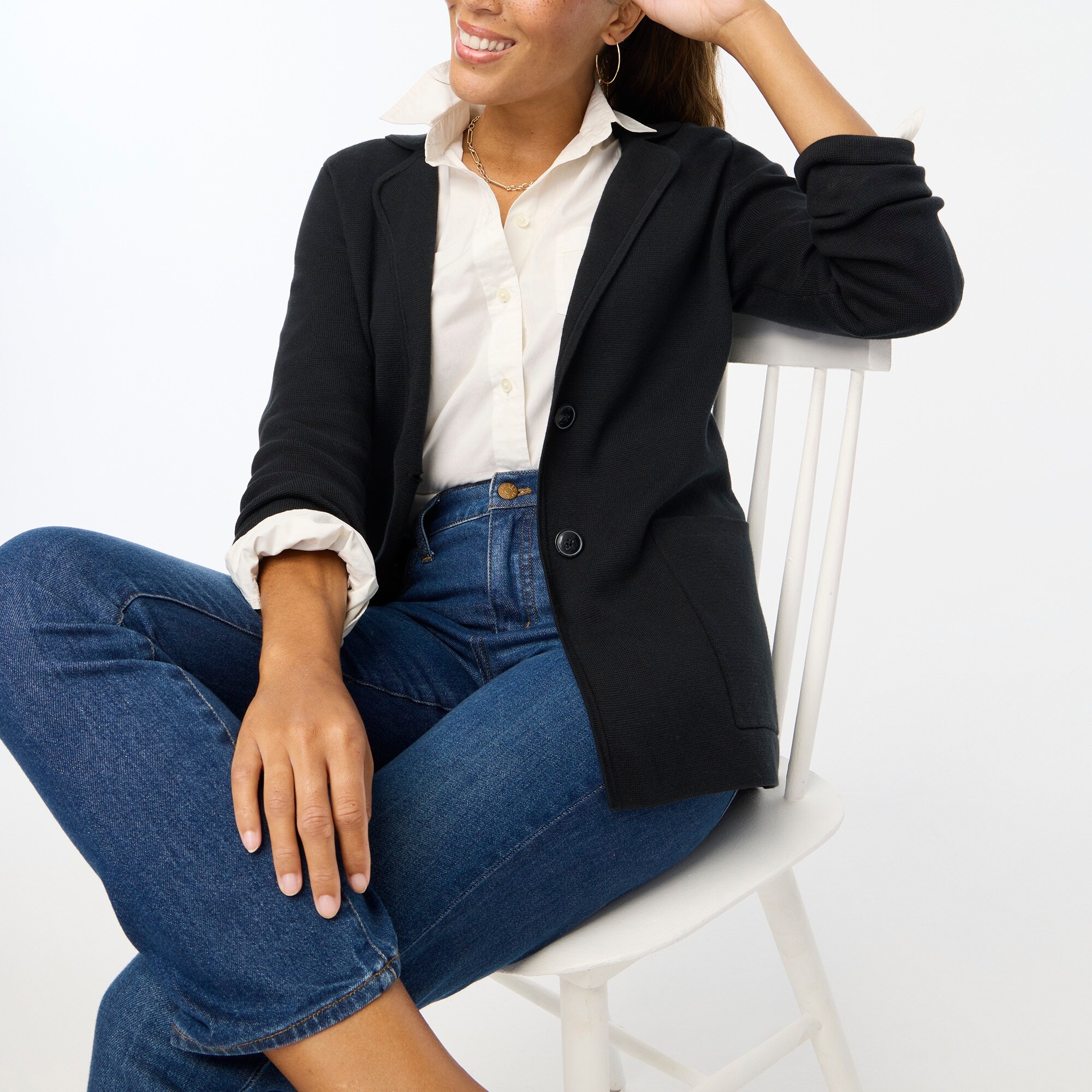 womens Two-button sweater blazer
