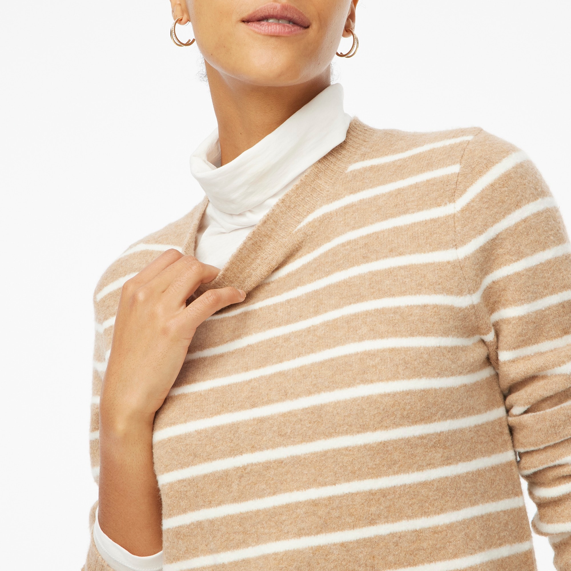 Striped crewneck sweater in extra-soft yarn