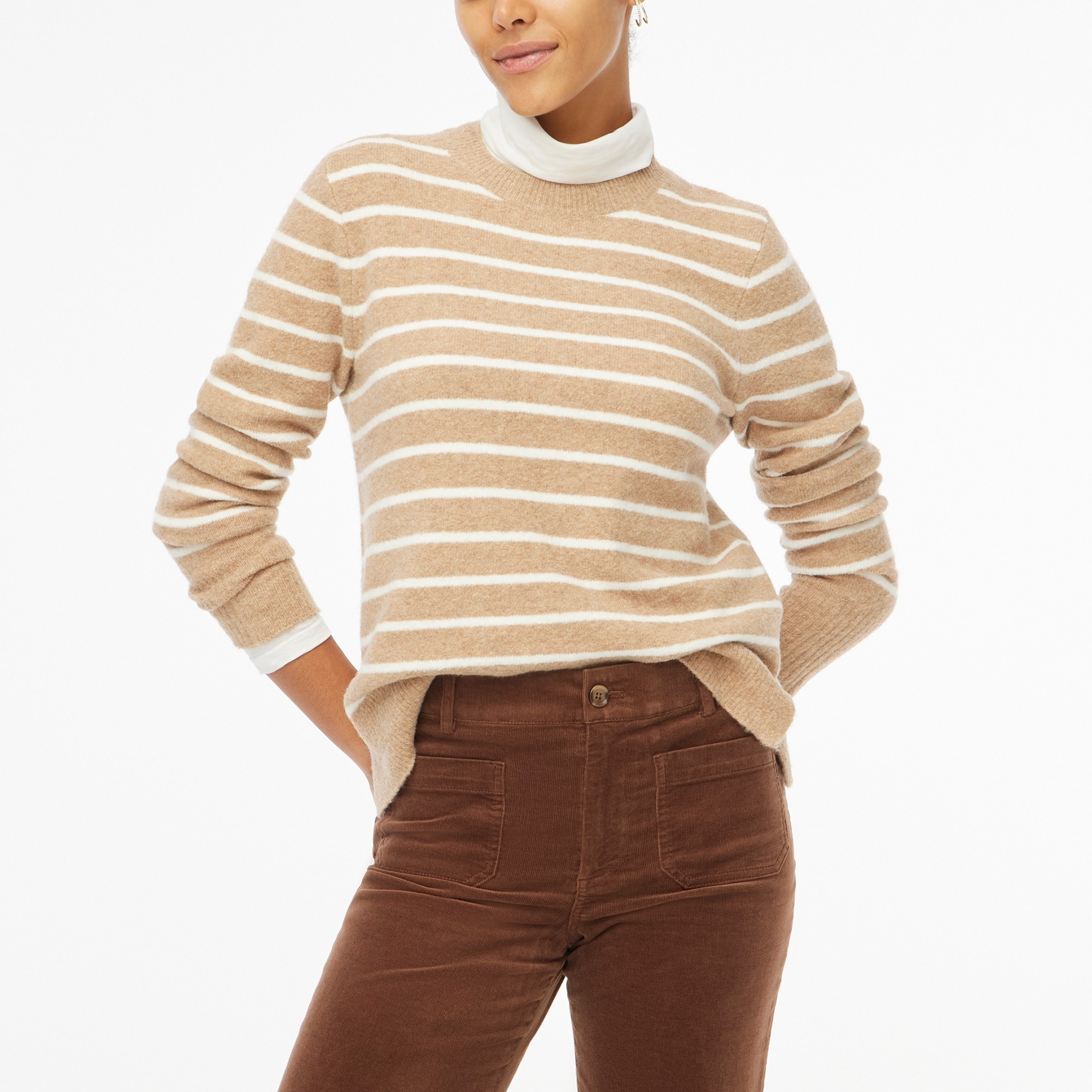 Striped crewneck sweater in extra-soft yarn